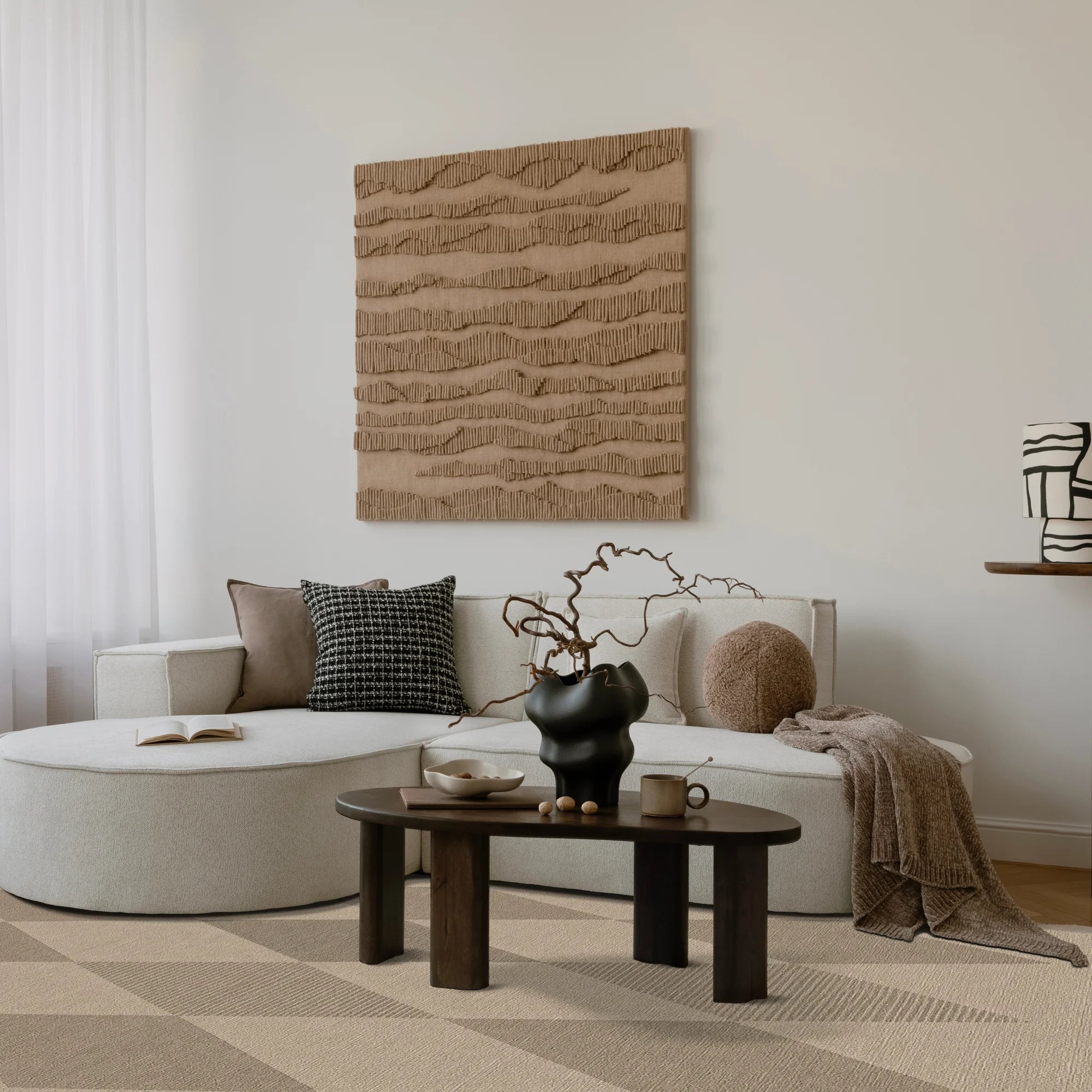 Striped Diamond Jute-Look Rug