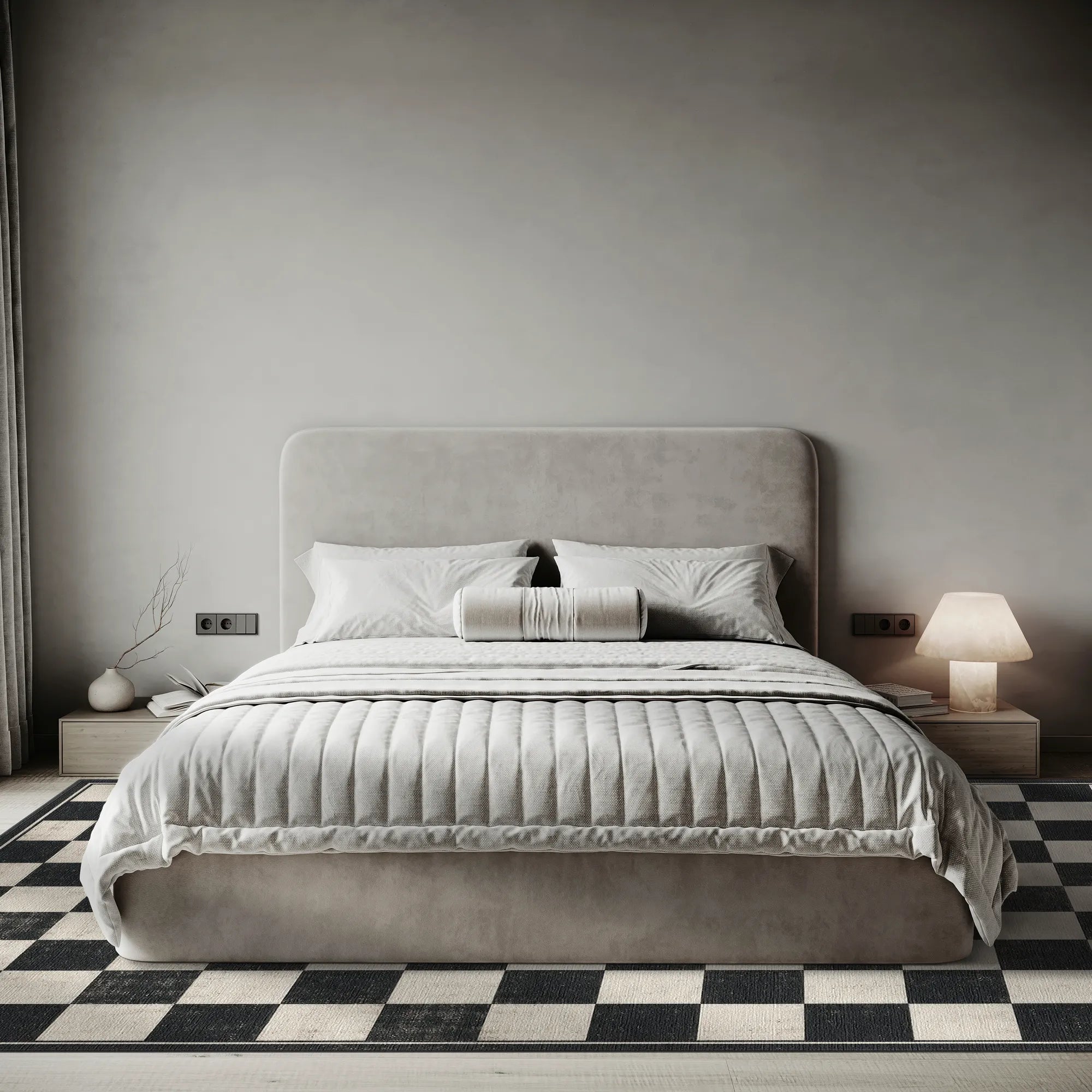 Black and White Chess Checkered Rug