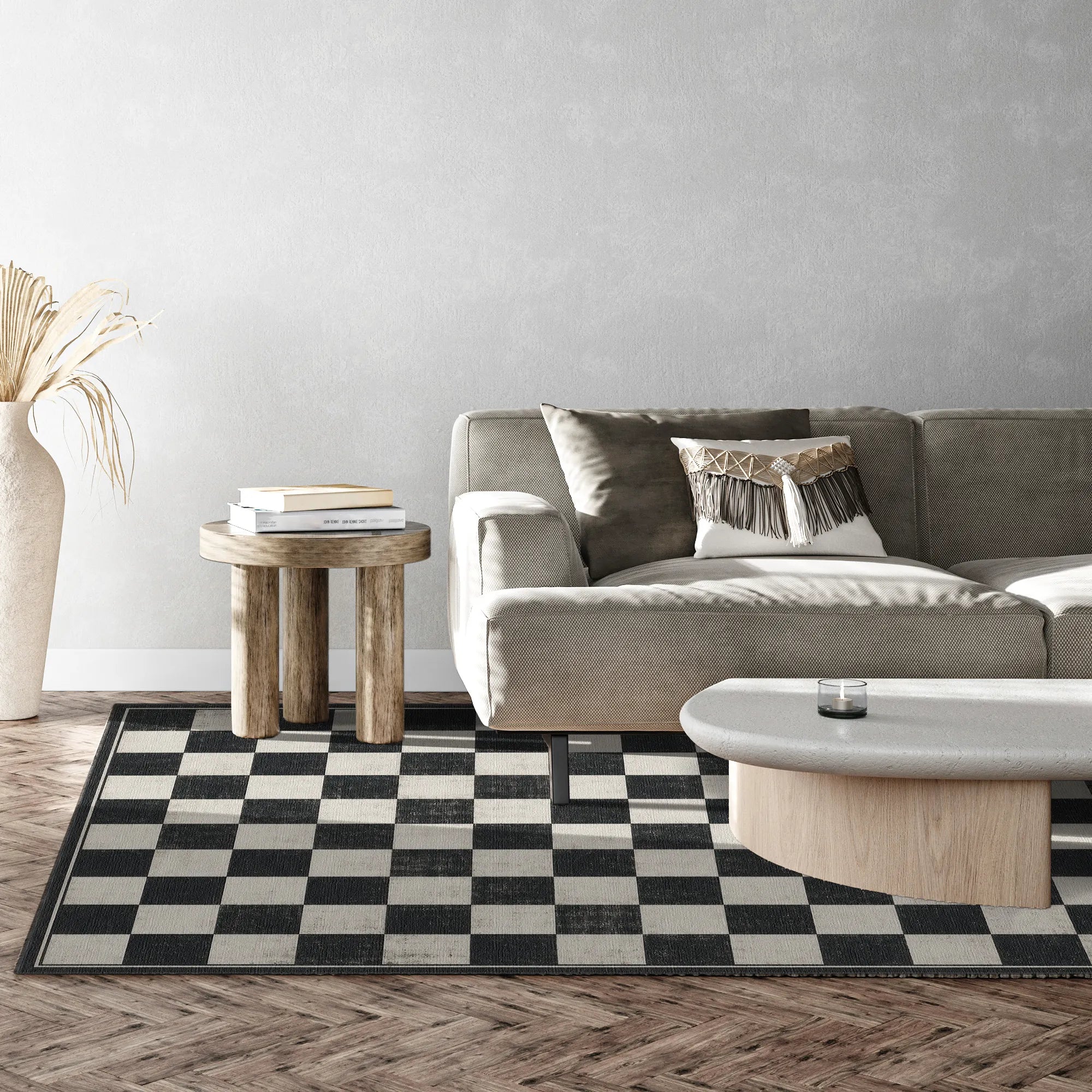 Black and White Chess Checkered Rug