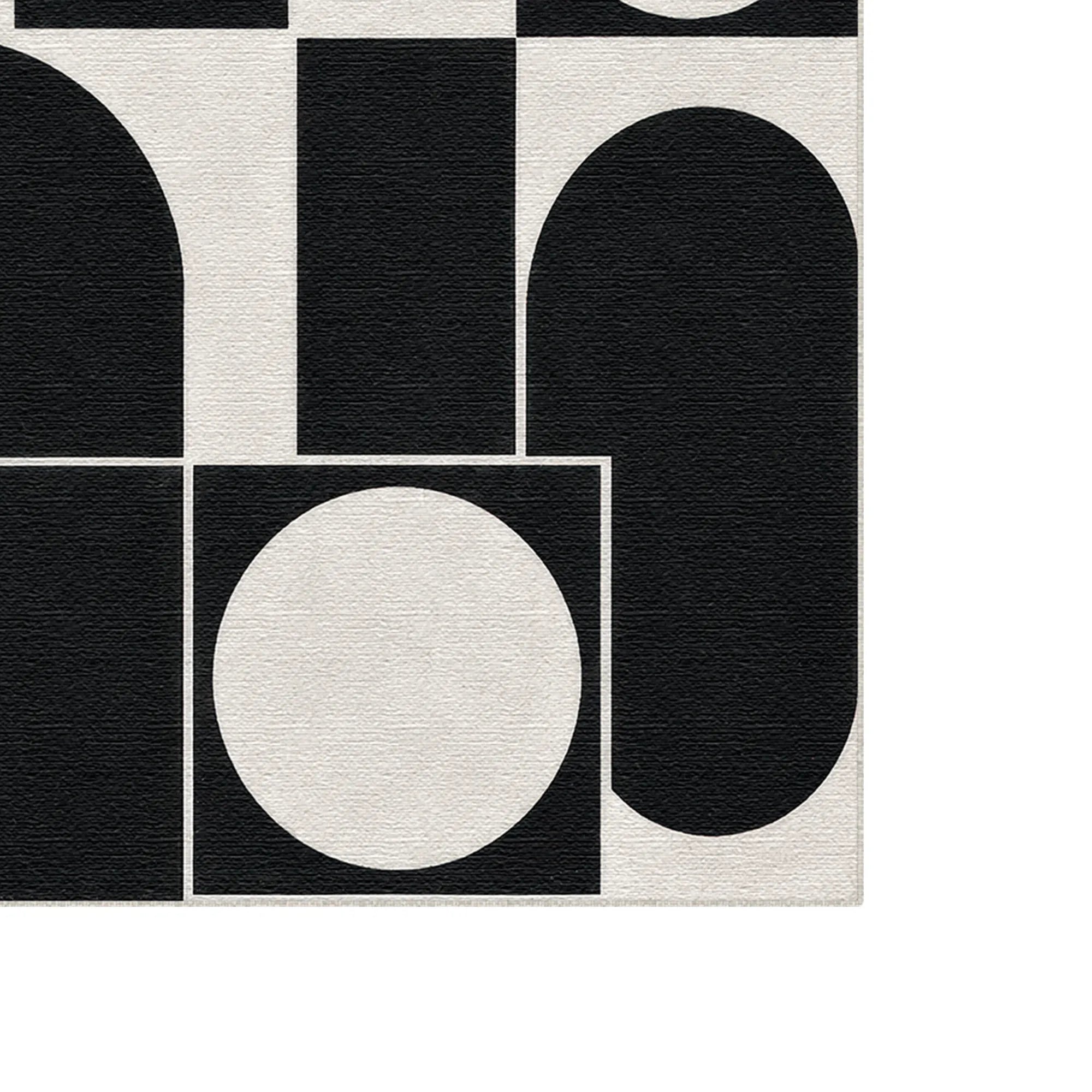 Geometric Abstract Black and White Rug
