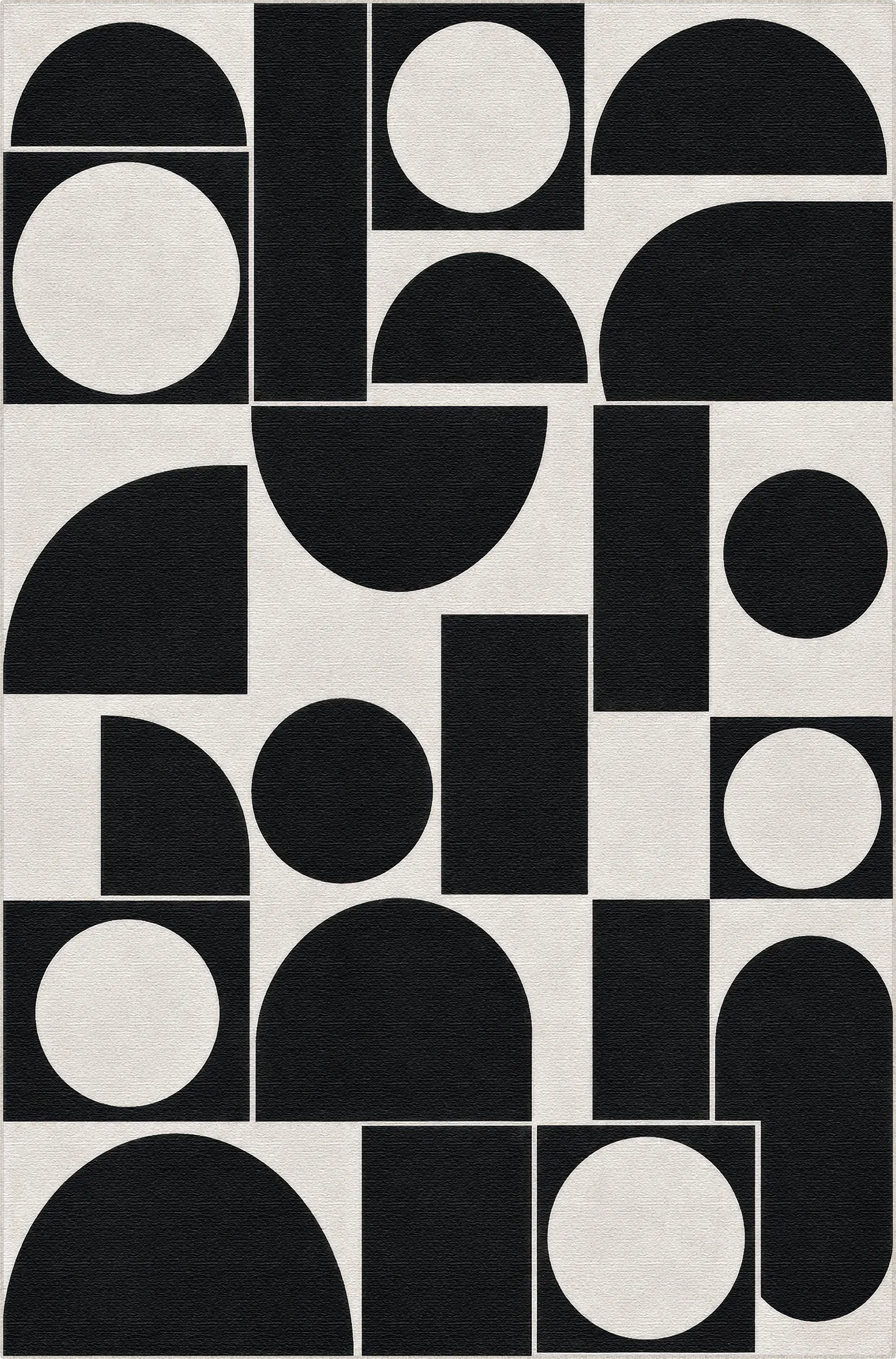 Geometric Abstract Black and White Rug