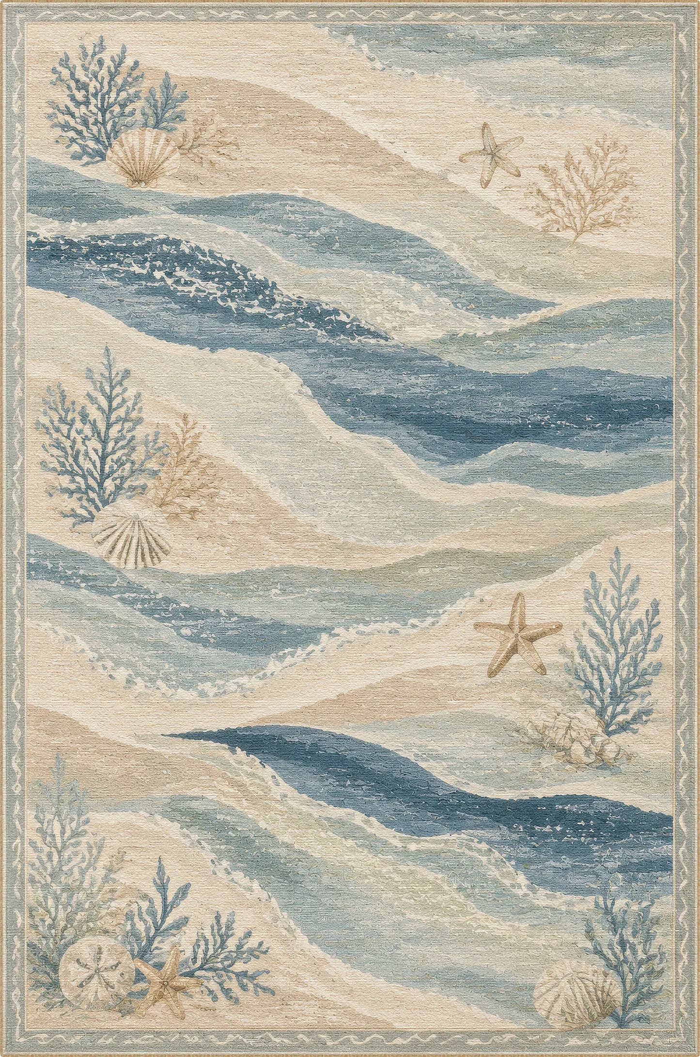 Ocean Breeze Coastal Waves Rug