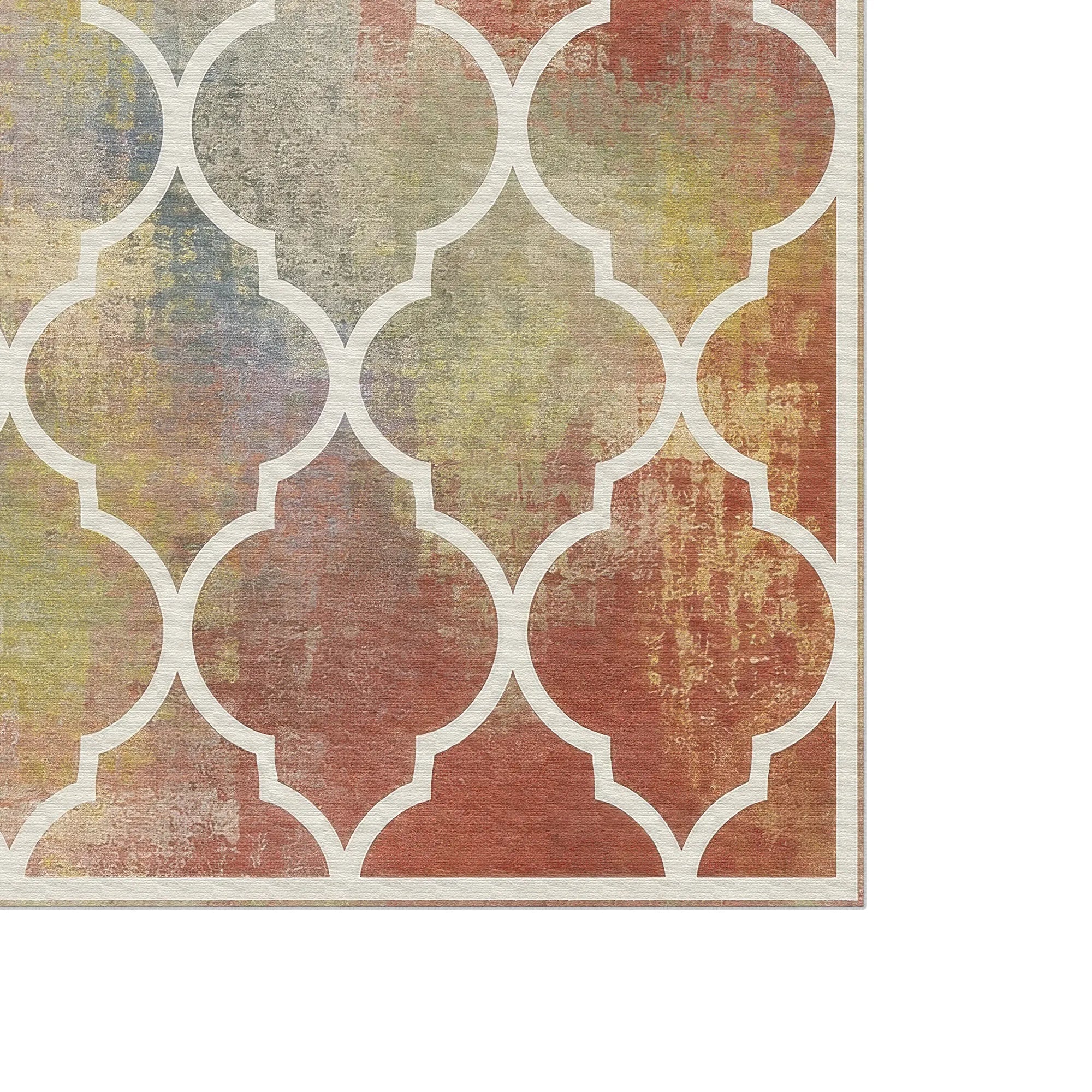 Multicolor Moroccan Lattice Statement Rug