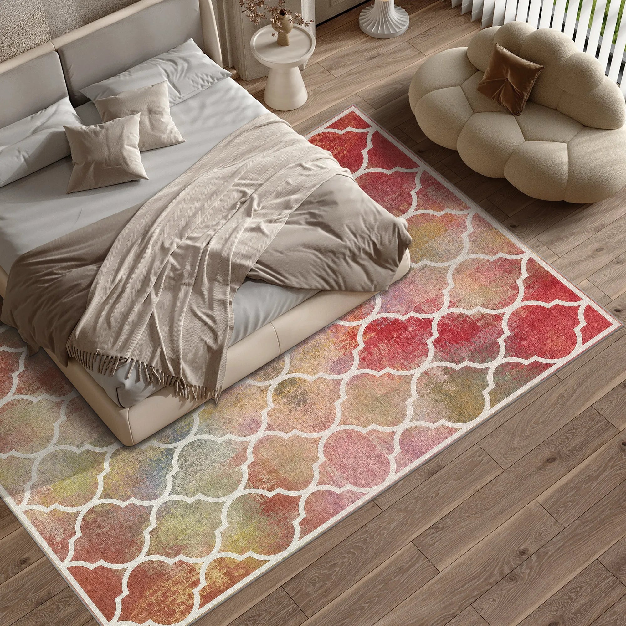 Multicolor Moroccan Lattice Statement Rug