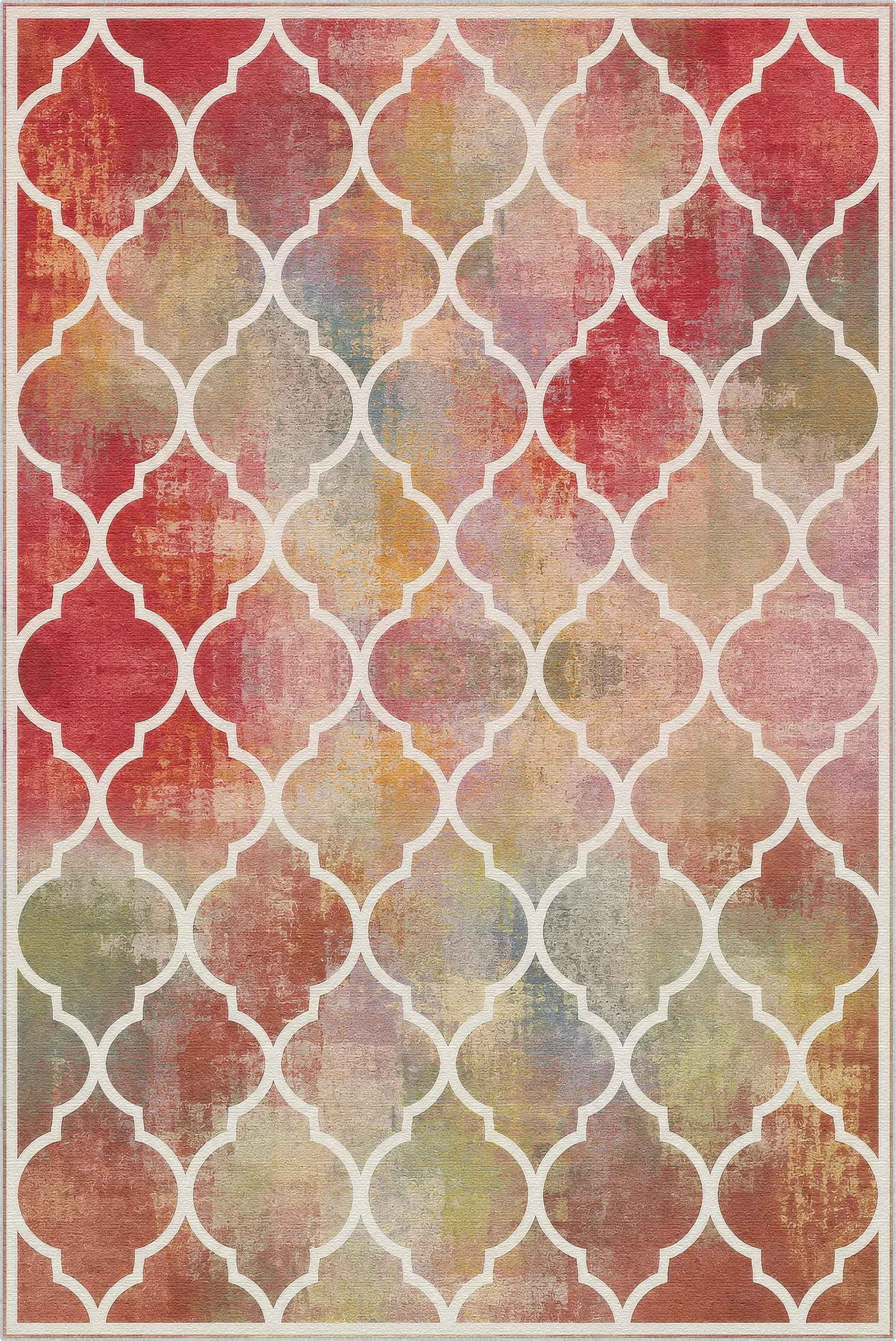 Multicolor Moroccan Lattice Statement Rug