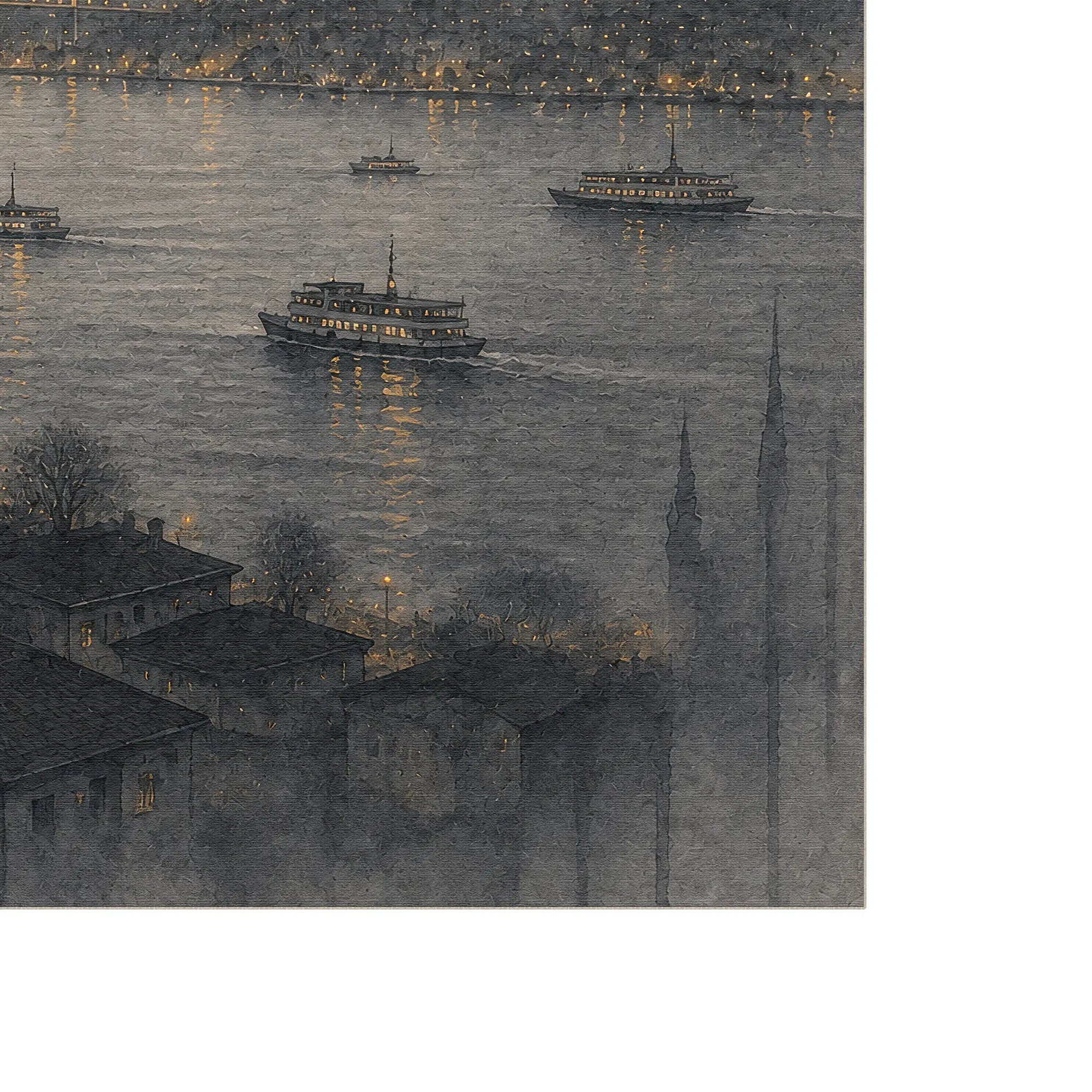 Istanbul Bosphorus Skyline Art Rug