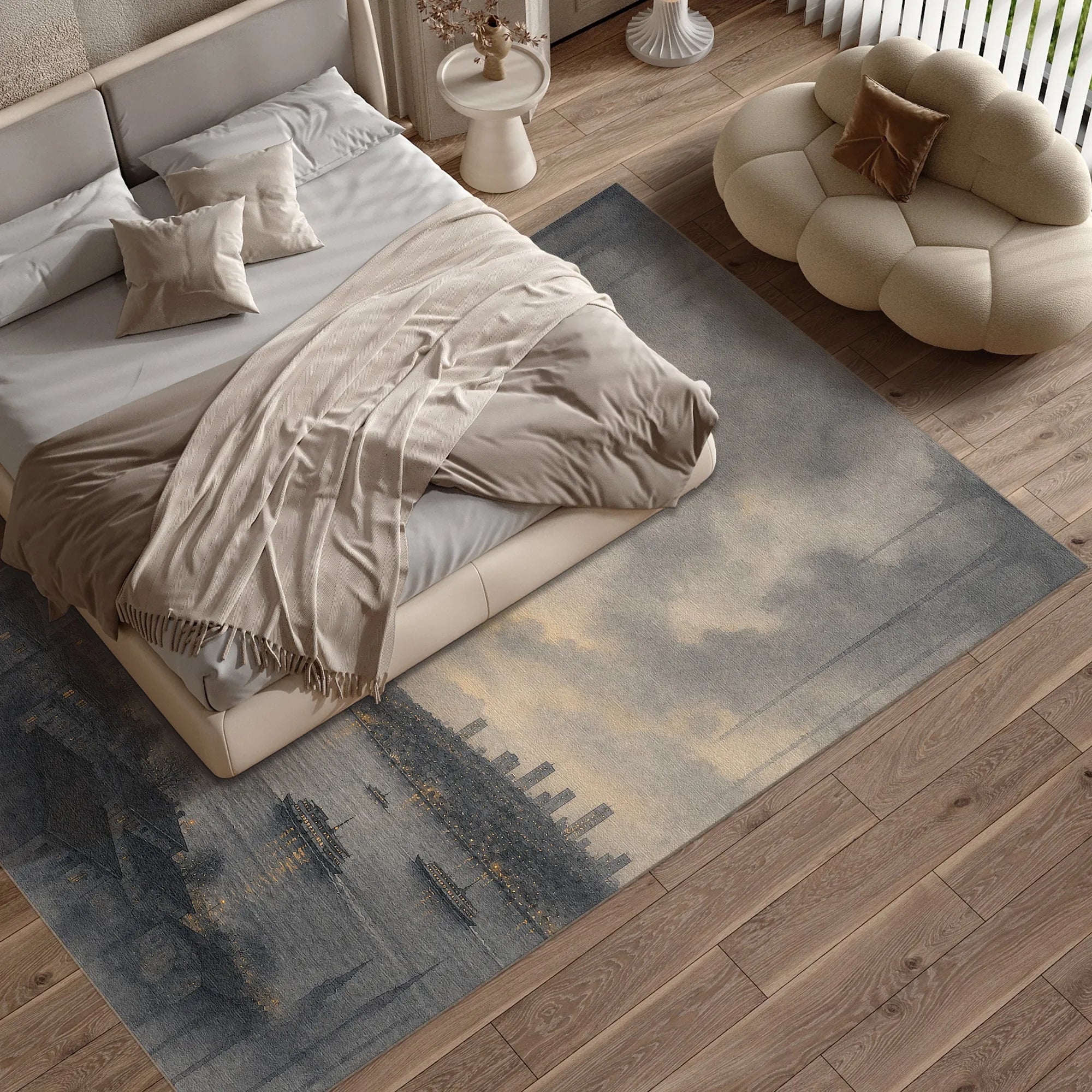 Istanbul Bosphorus Skyline Art Rug