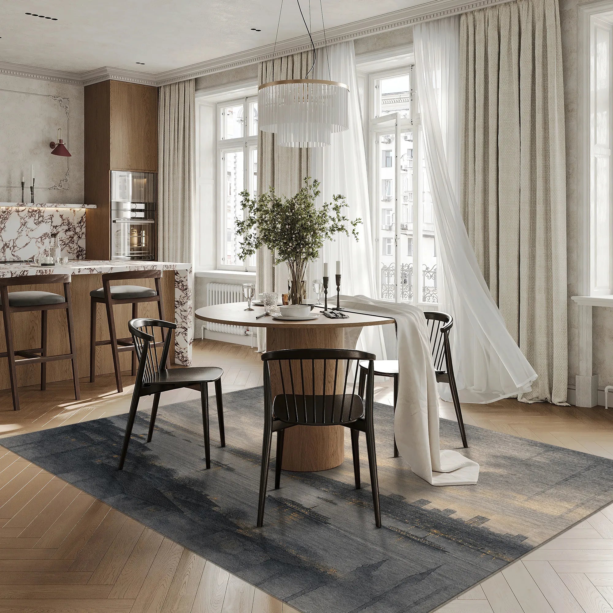 Istanbul Bosphorus Skyline Art Rug