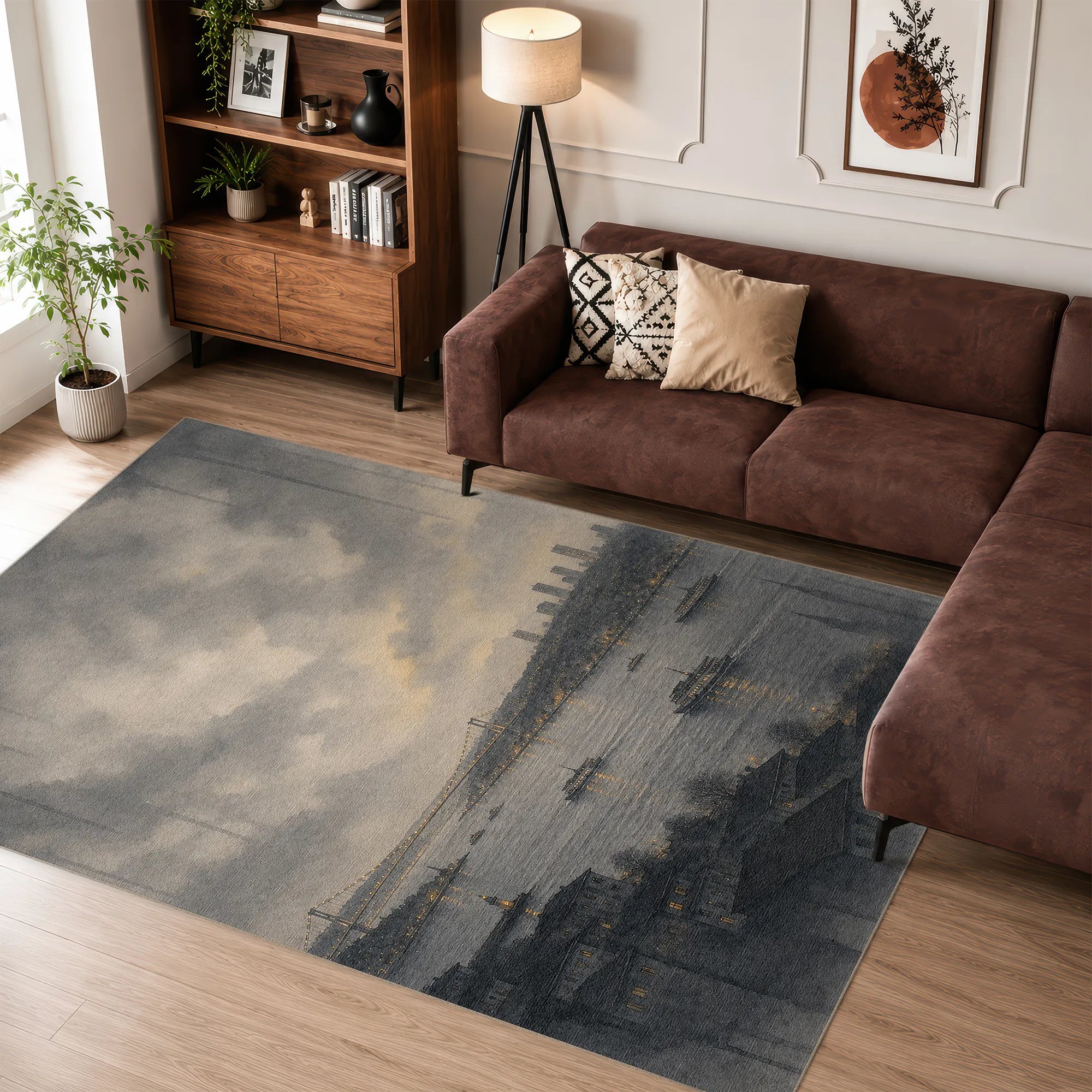Istanbul Bosphorus Skyline Art Rug