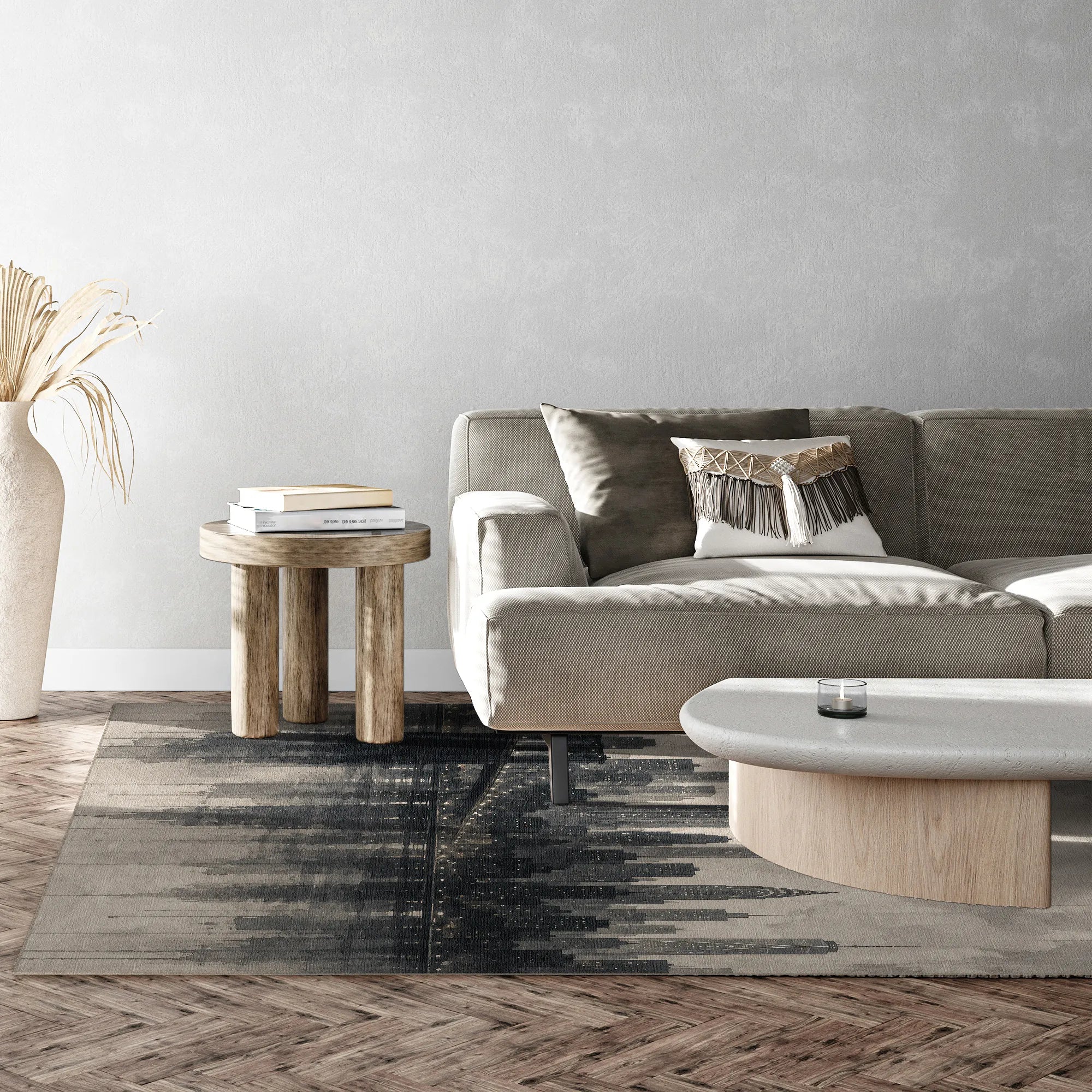 New York Cityscape Monochrome Art Rug