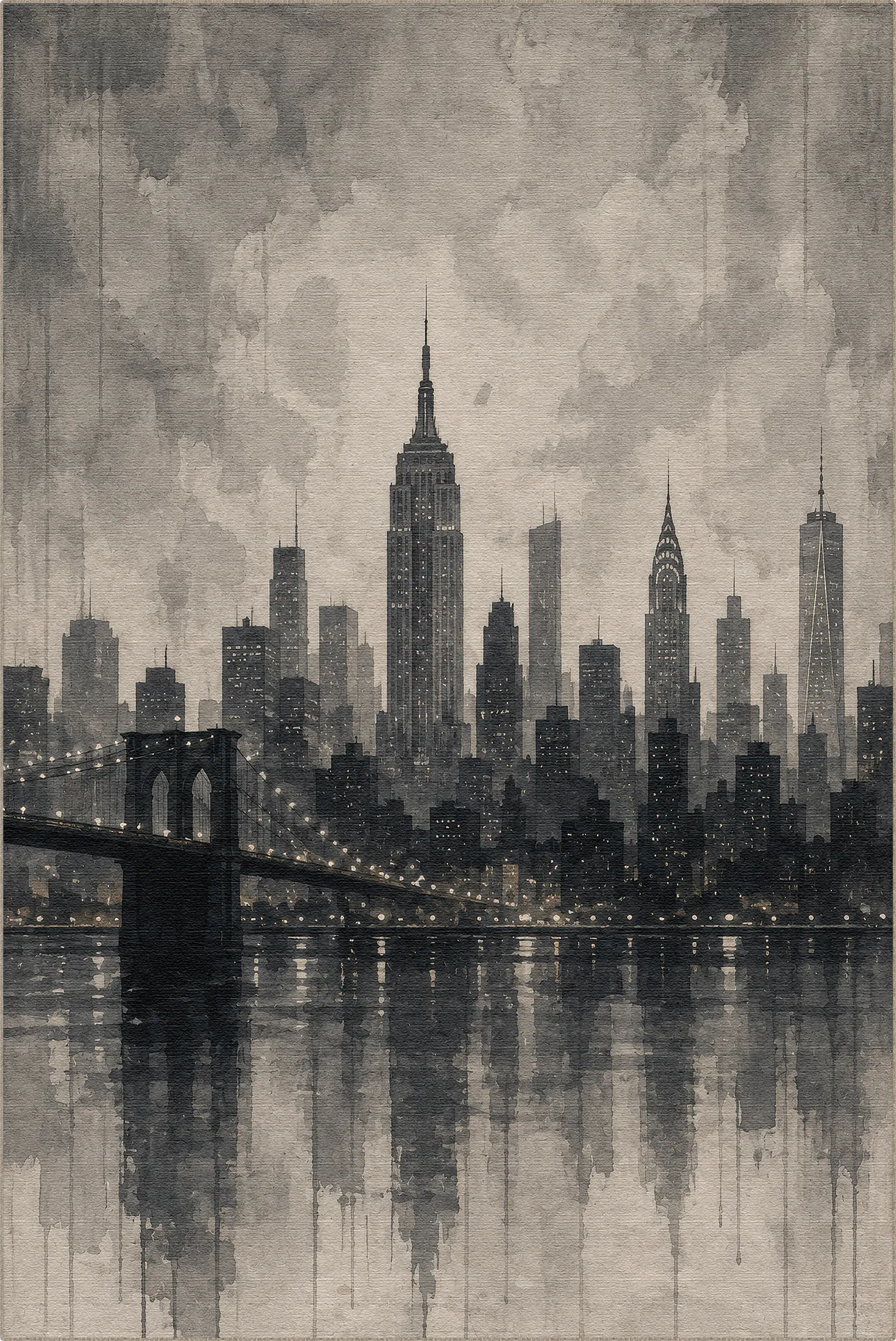 New York Cityscape Monochrome Art Rug