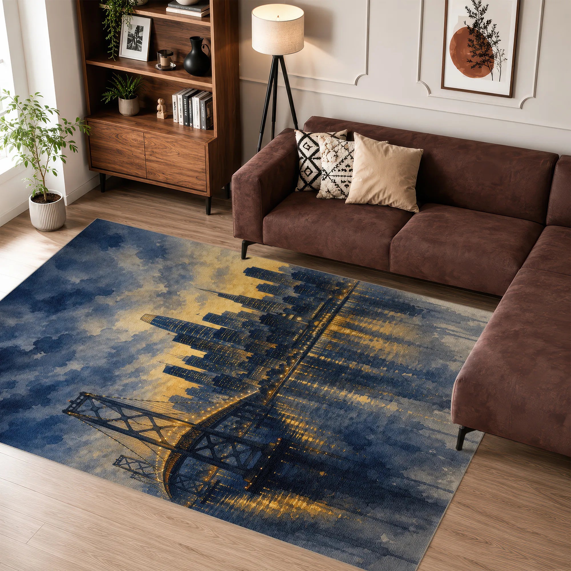 San Francisco Twilight Bay Skyline Rug