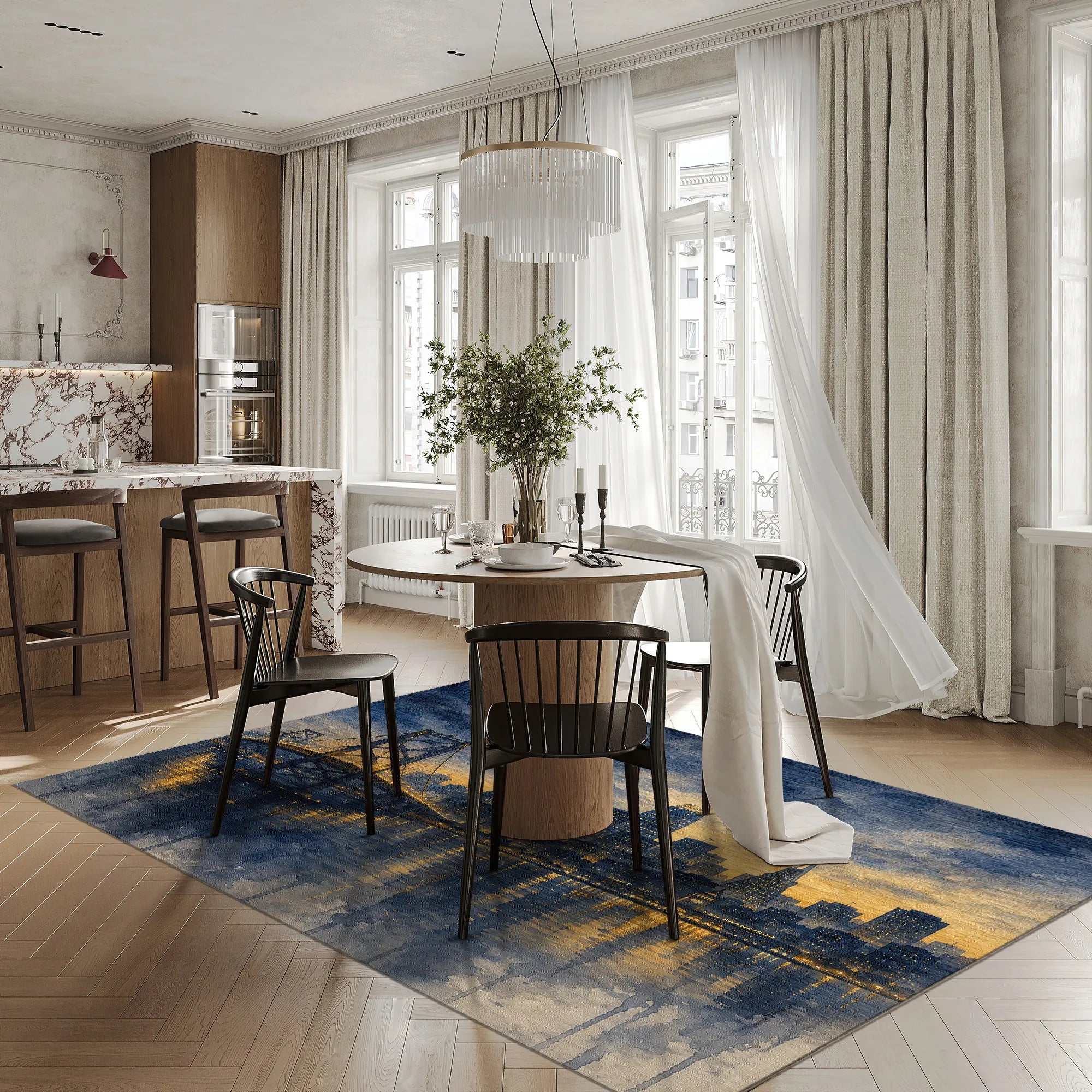 San Francisco Twilight Bay Skyline Rug