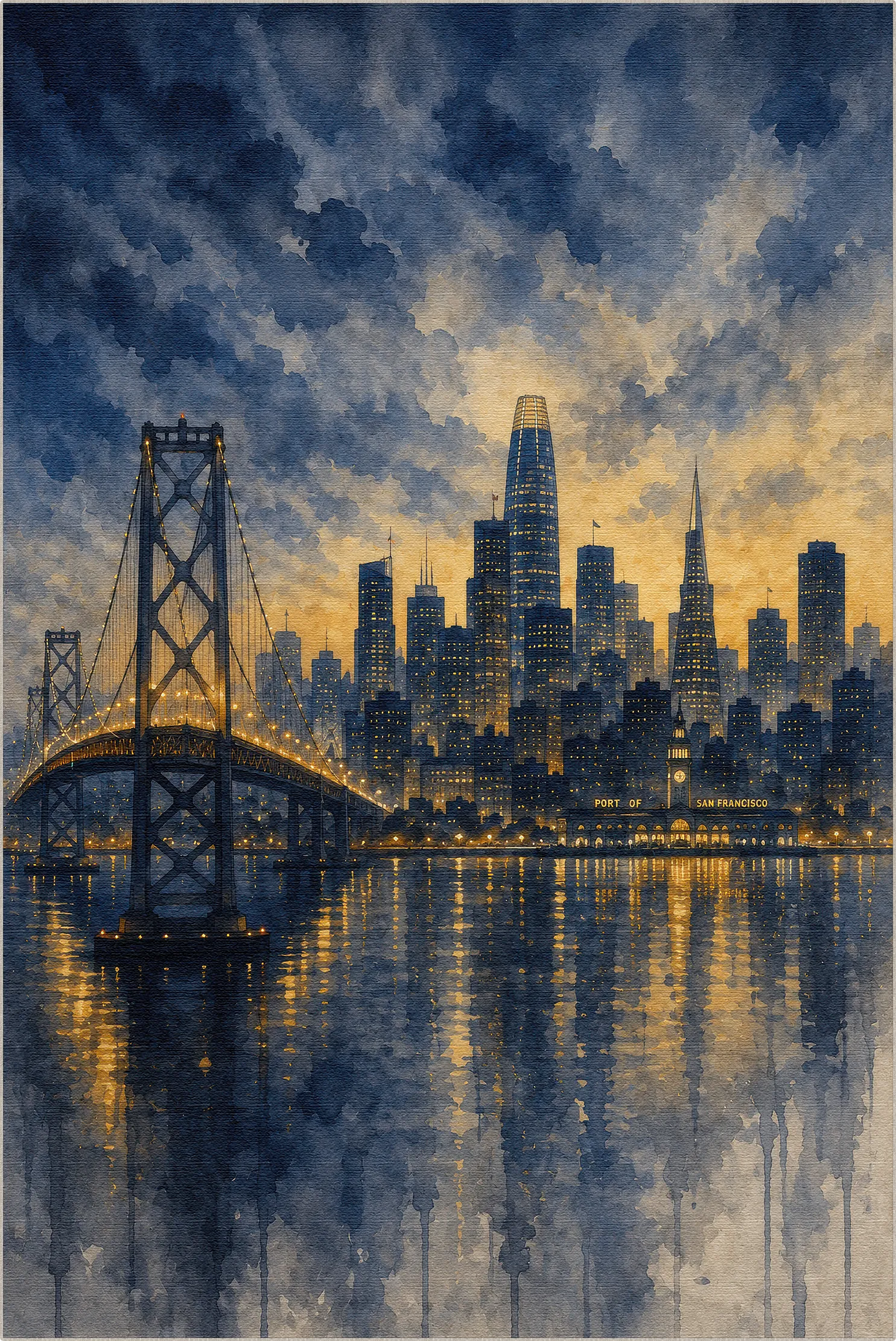 San Francisco Twilight Bay Skyline Rug