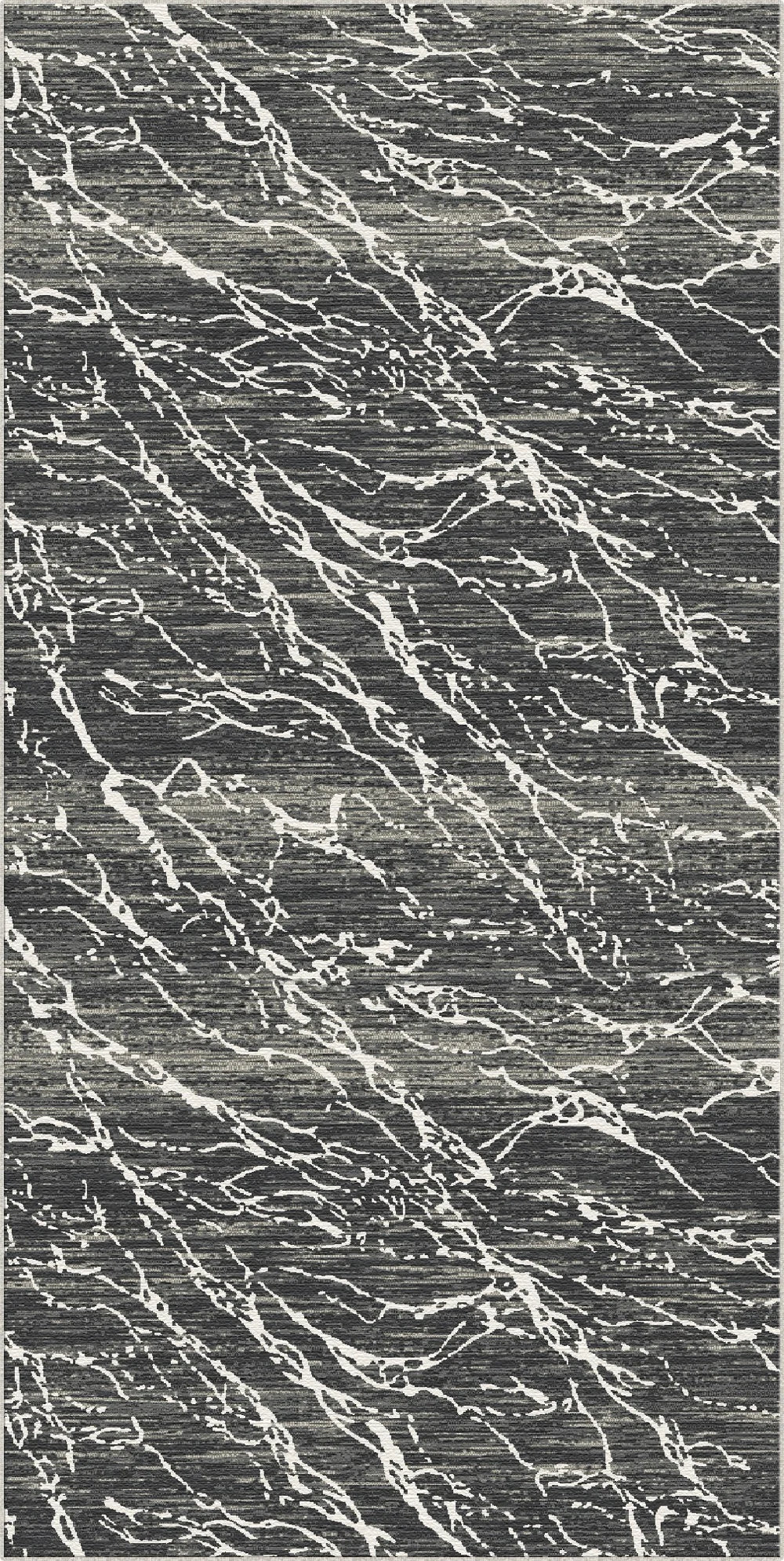 Obsidian Frost Marble Washable Rug