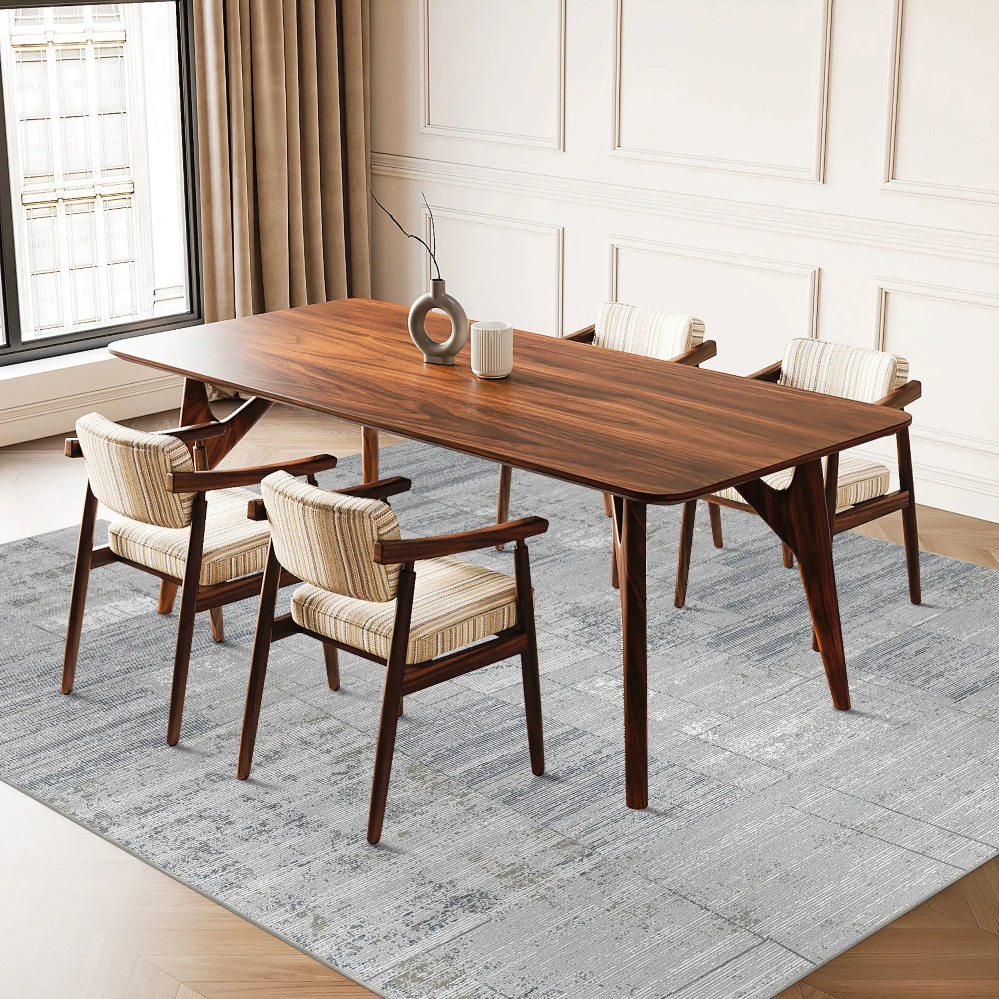 Oceanic Grid Linear Abstract Rug