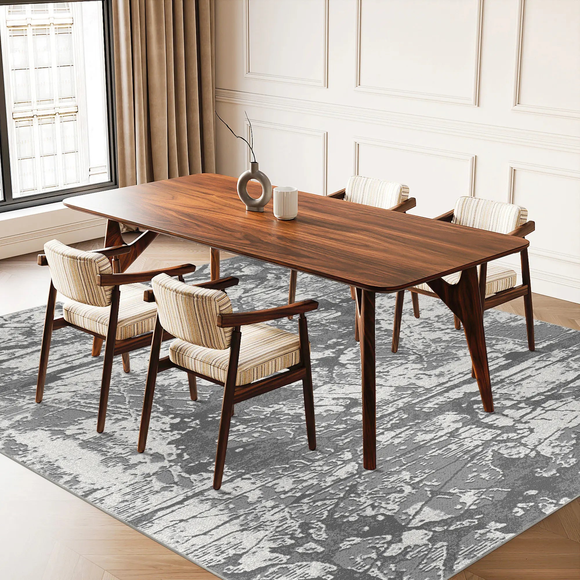 Slate Fracture Distressed Abstract Rug