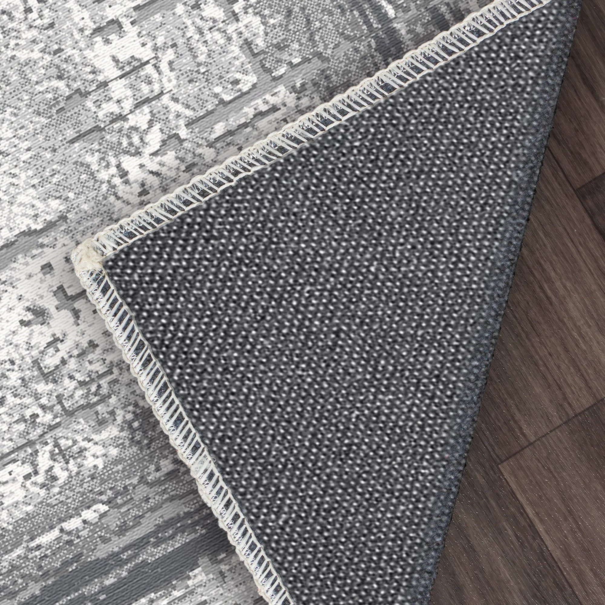 Slate Frame Distressed Abstract Rug