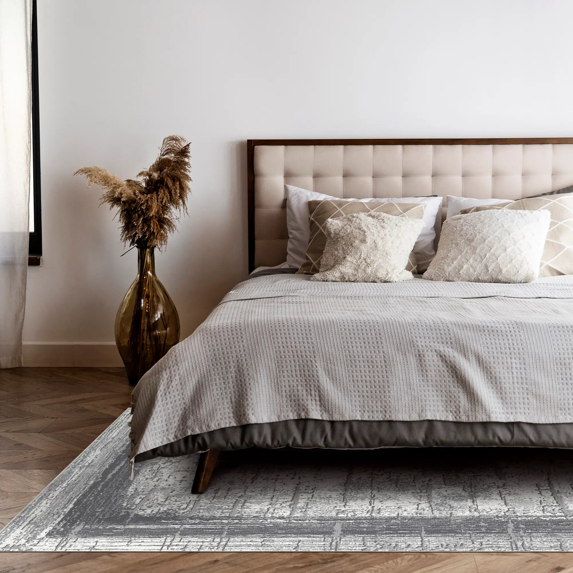 Slate Frame Distressed Abstract Rug