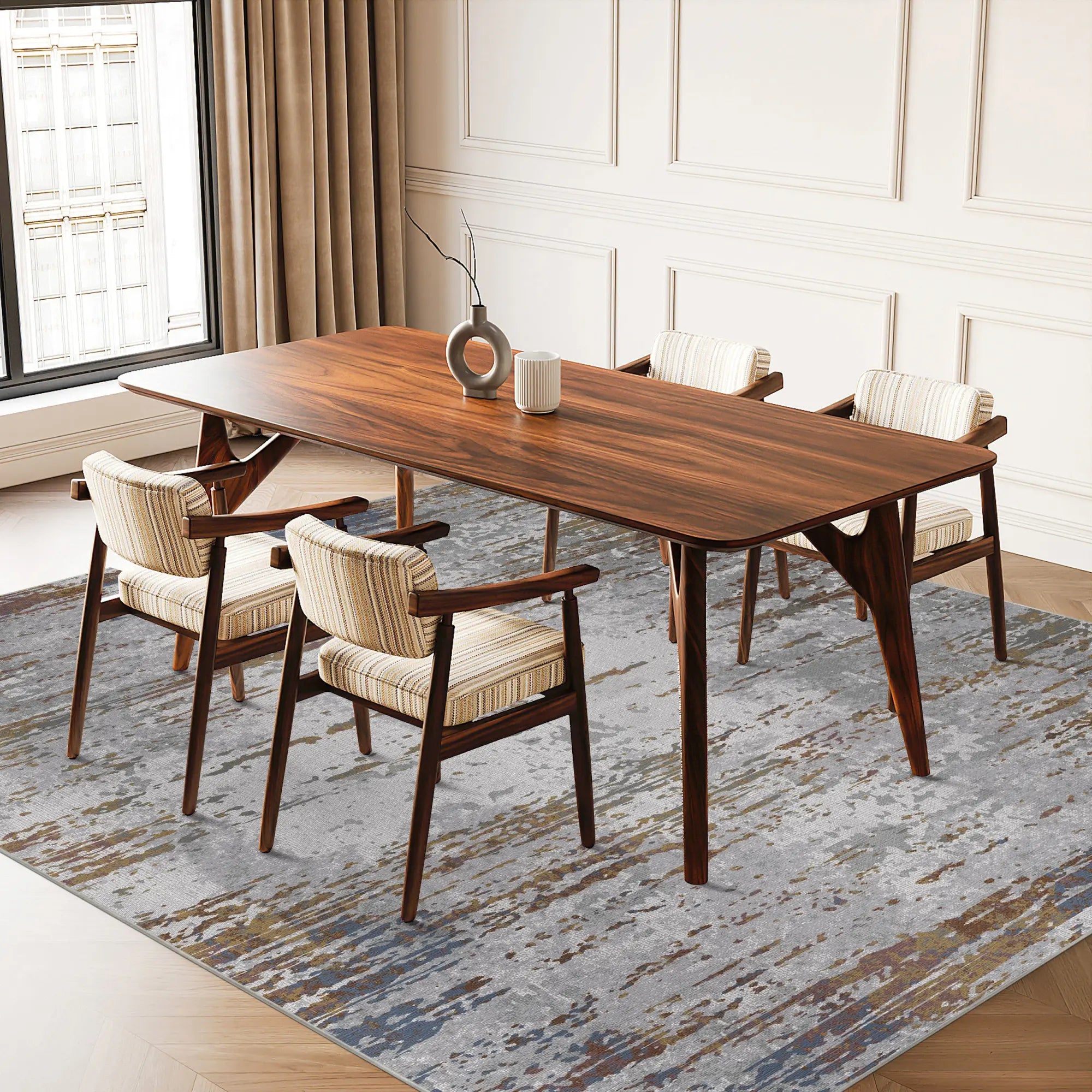 Copper Slate Distressed Abstract Rug