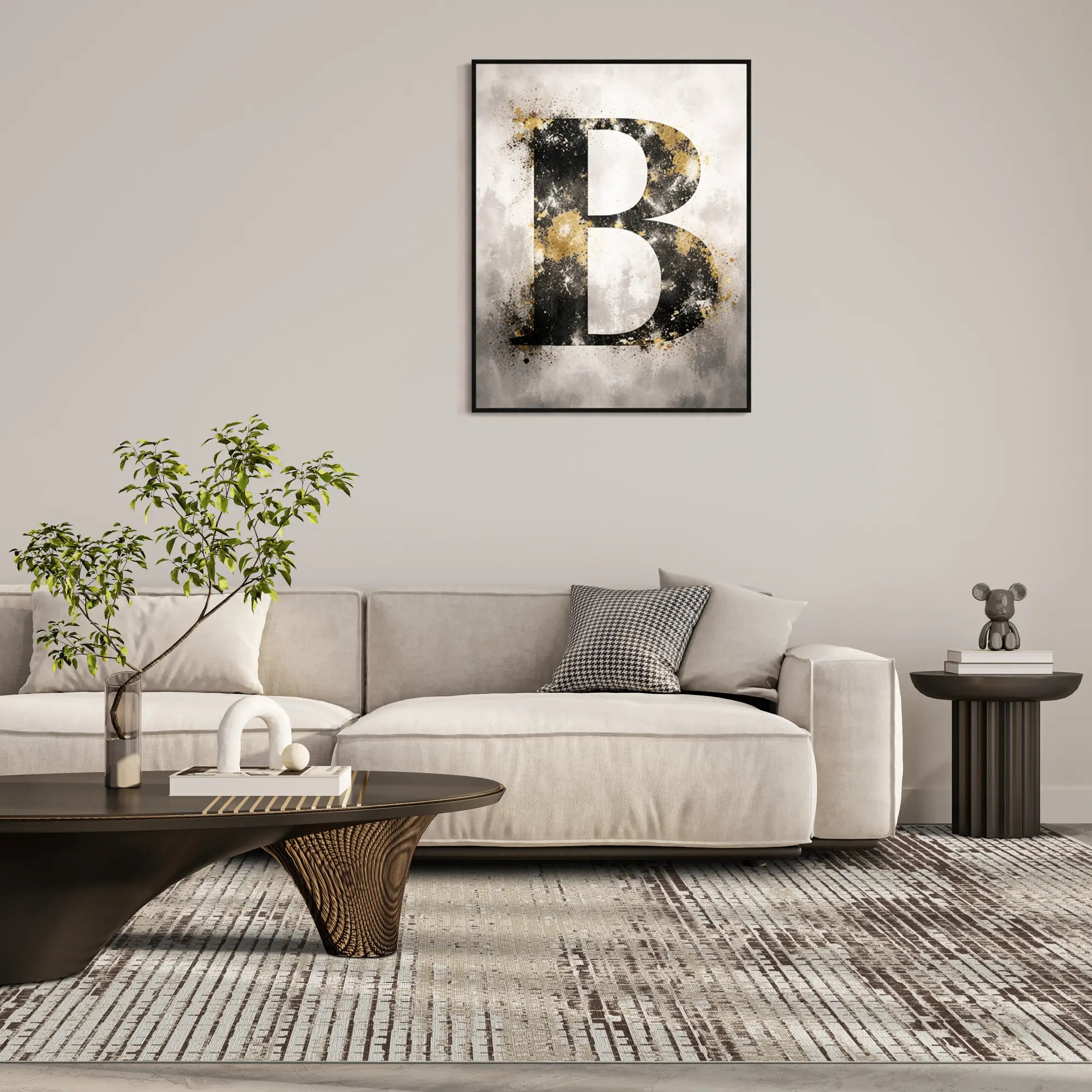 Espresso Glitch Mosaic Abstract Rug