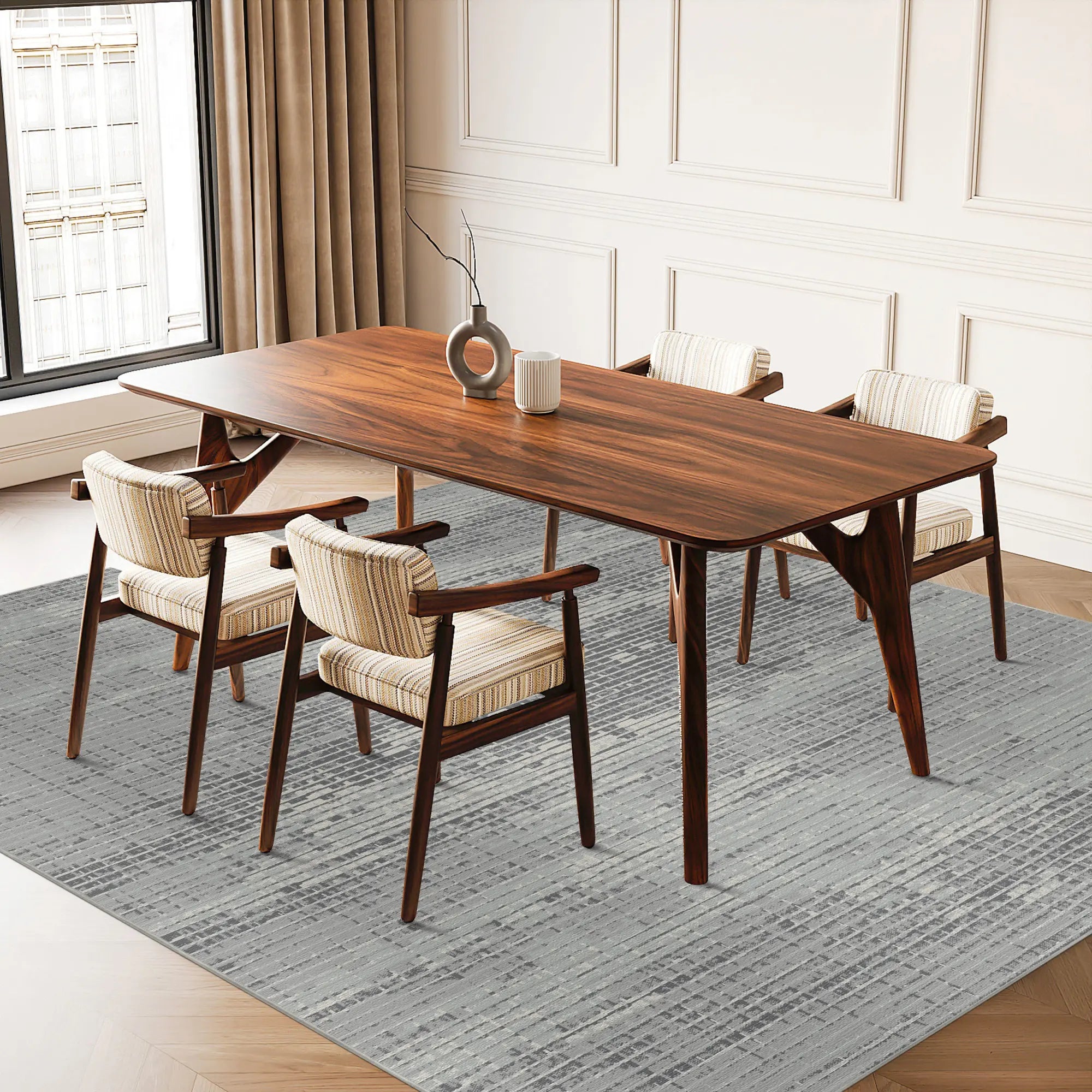 Graphite Matrix Mosaic Abstract Rug