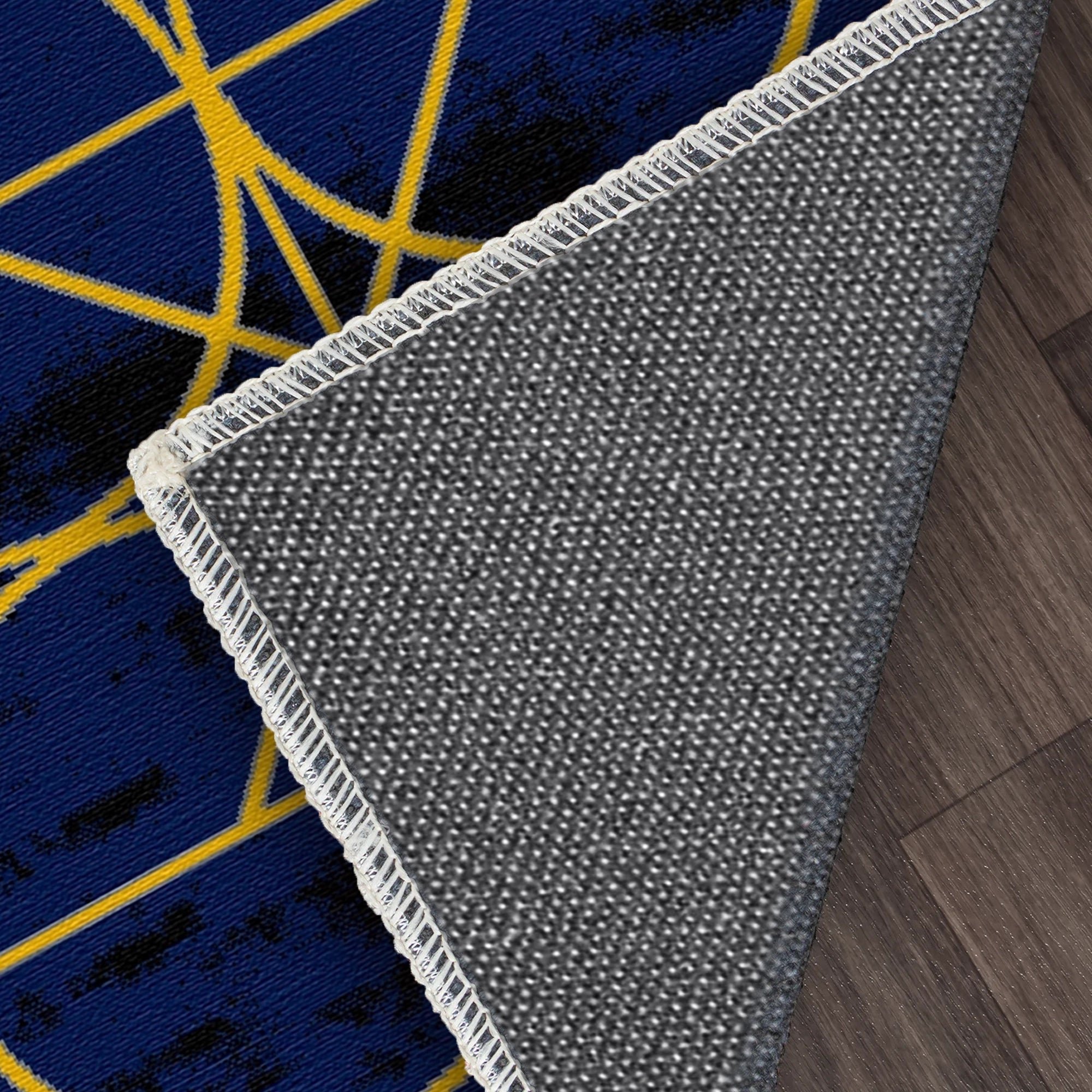 Midnight Gold Orbit Geometric Rug