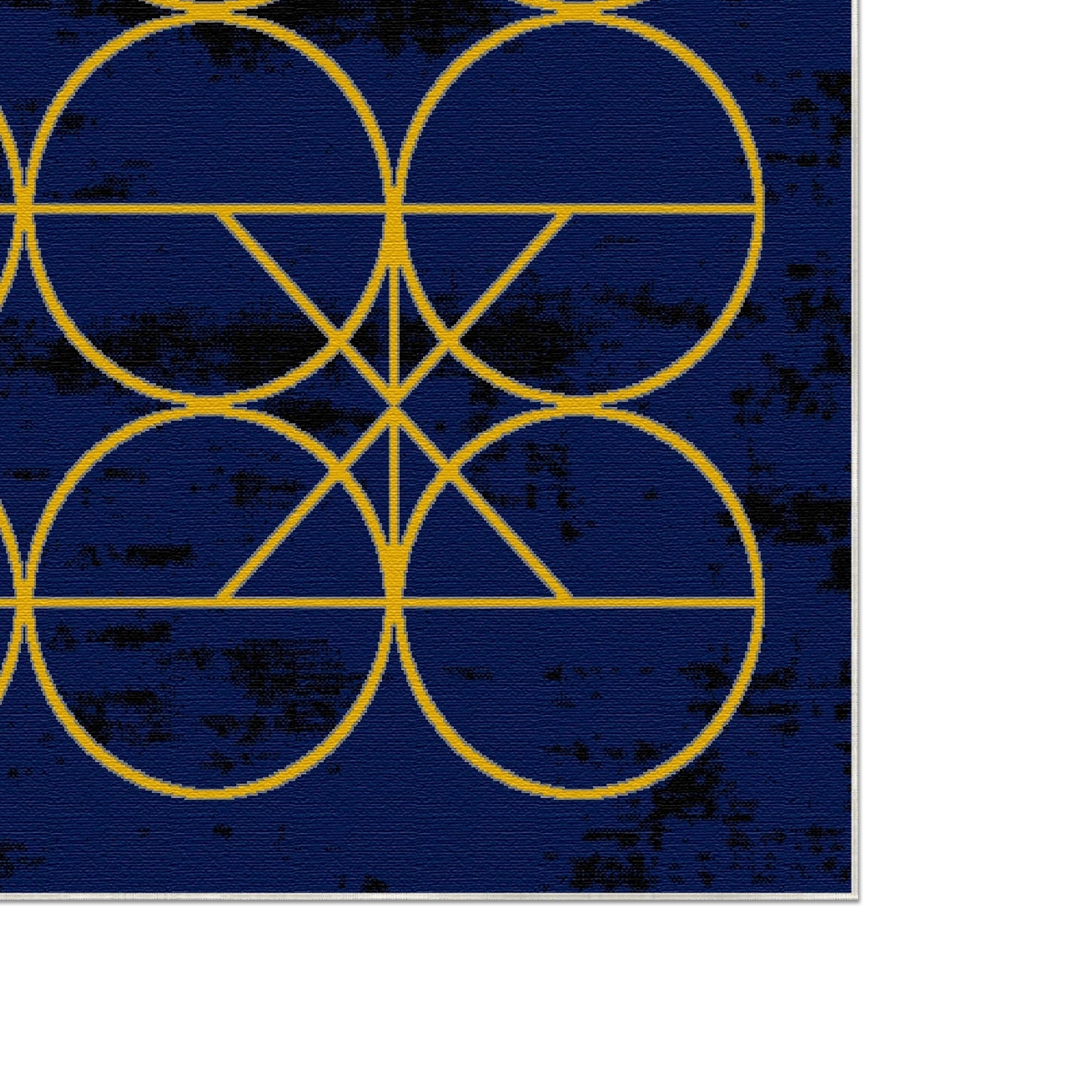 Midnight Gold Orbit Geometric Rug