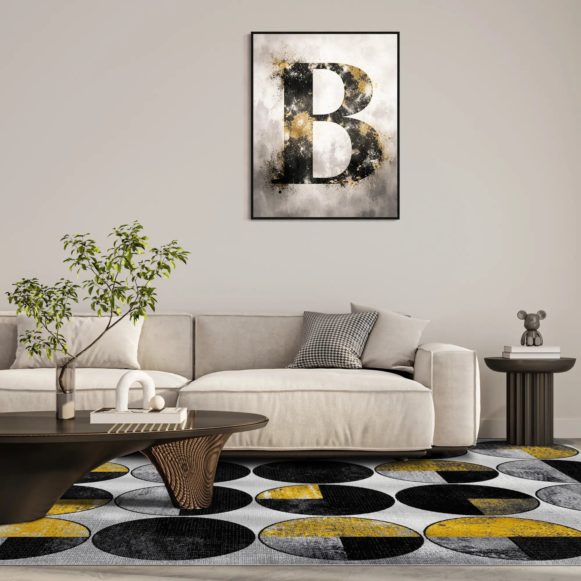 Solar Eclipse Geometric Abstract Rug