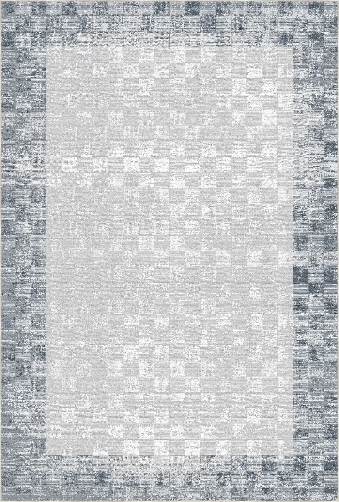 Silver Mosaic Bordered Abstract Rug