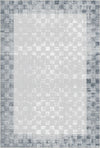 Silver Mosaic Bordered Abstract Rug Silver