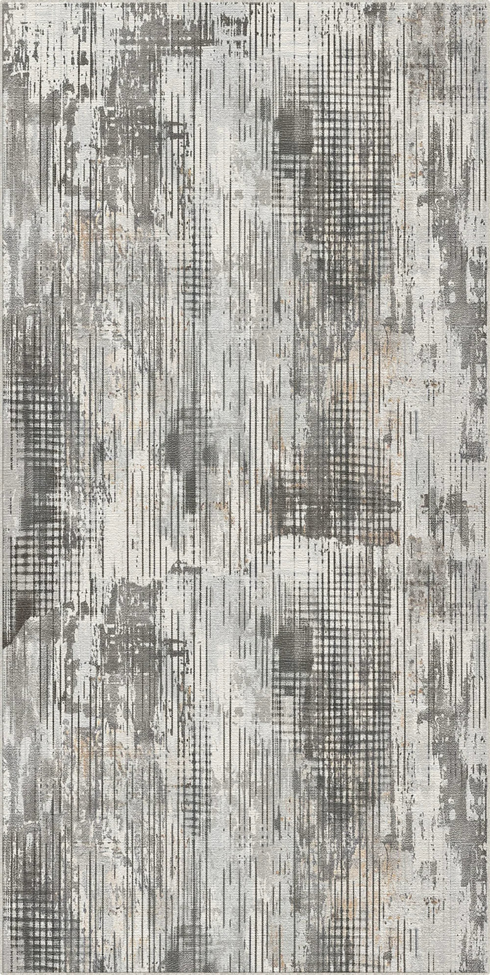Silver Concrete Glitch Abstract Rug