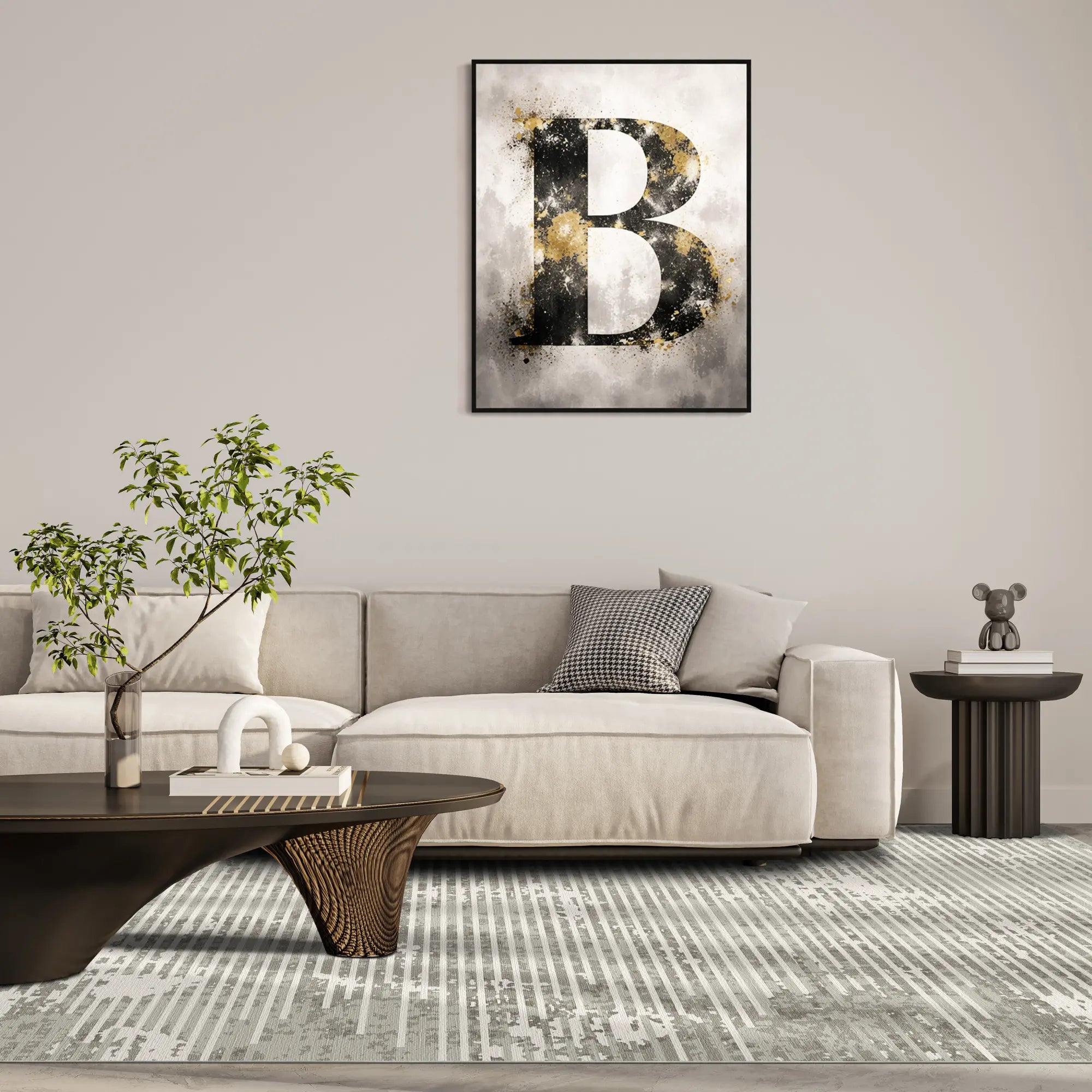 Ivory Horizon Linear Glitch Rug