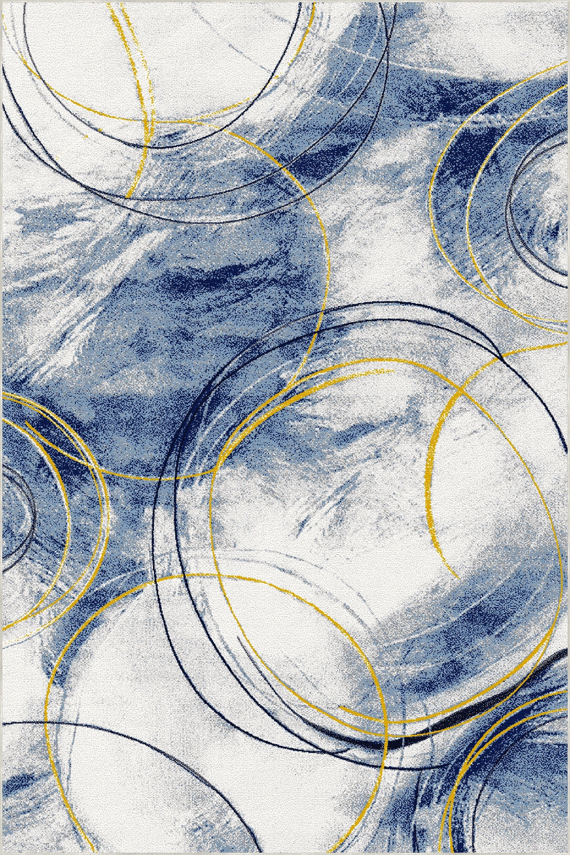 Azure Orbit Abstract Rug