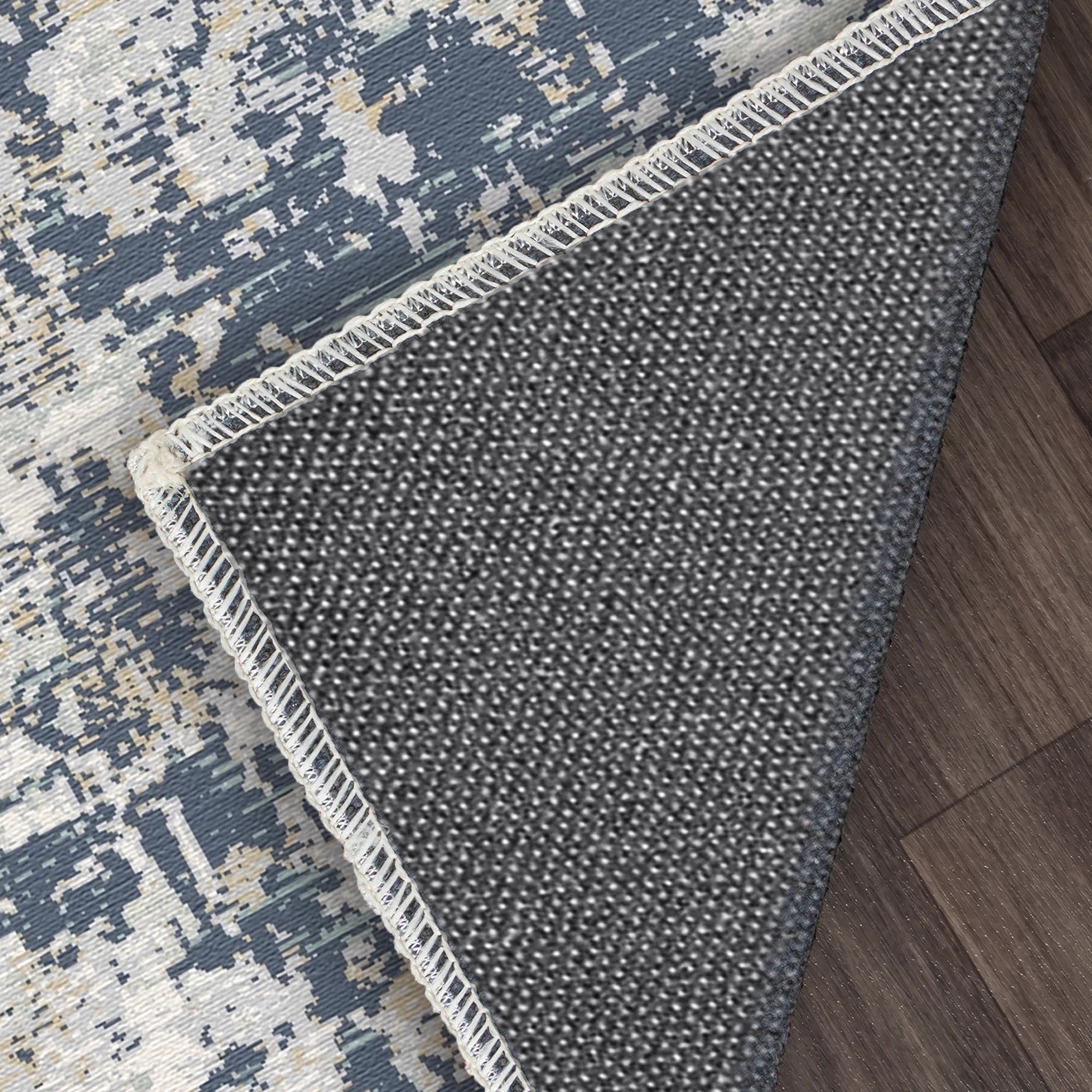 Midnight Aura Distressed Abstract Rug