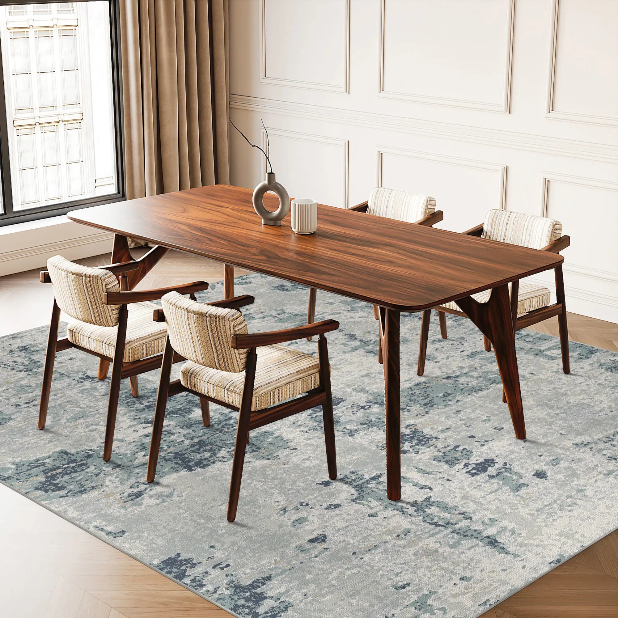 Arctic Tide Distressed Abstract Rug