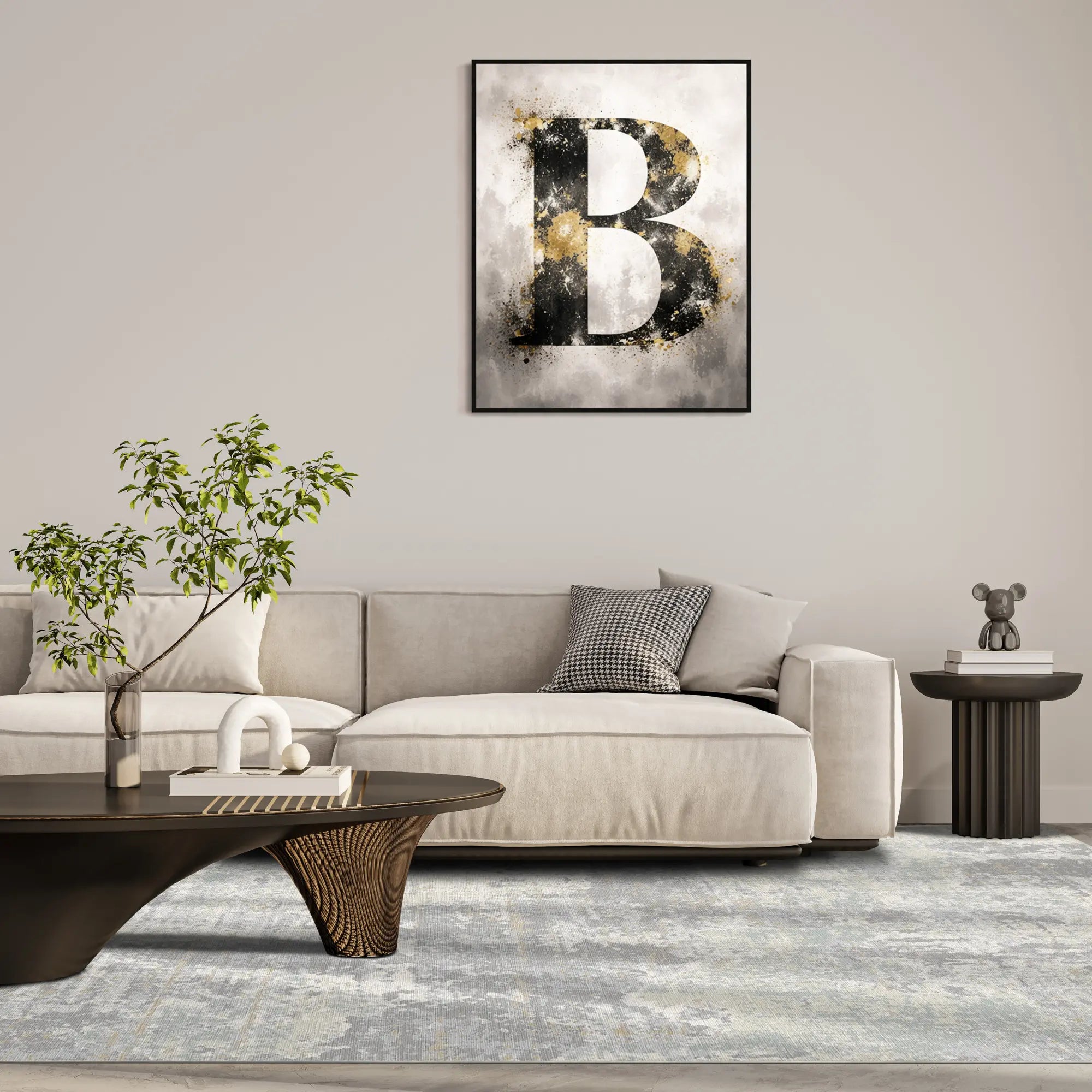 Silver Mist Distressed Abstract Rug