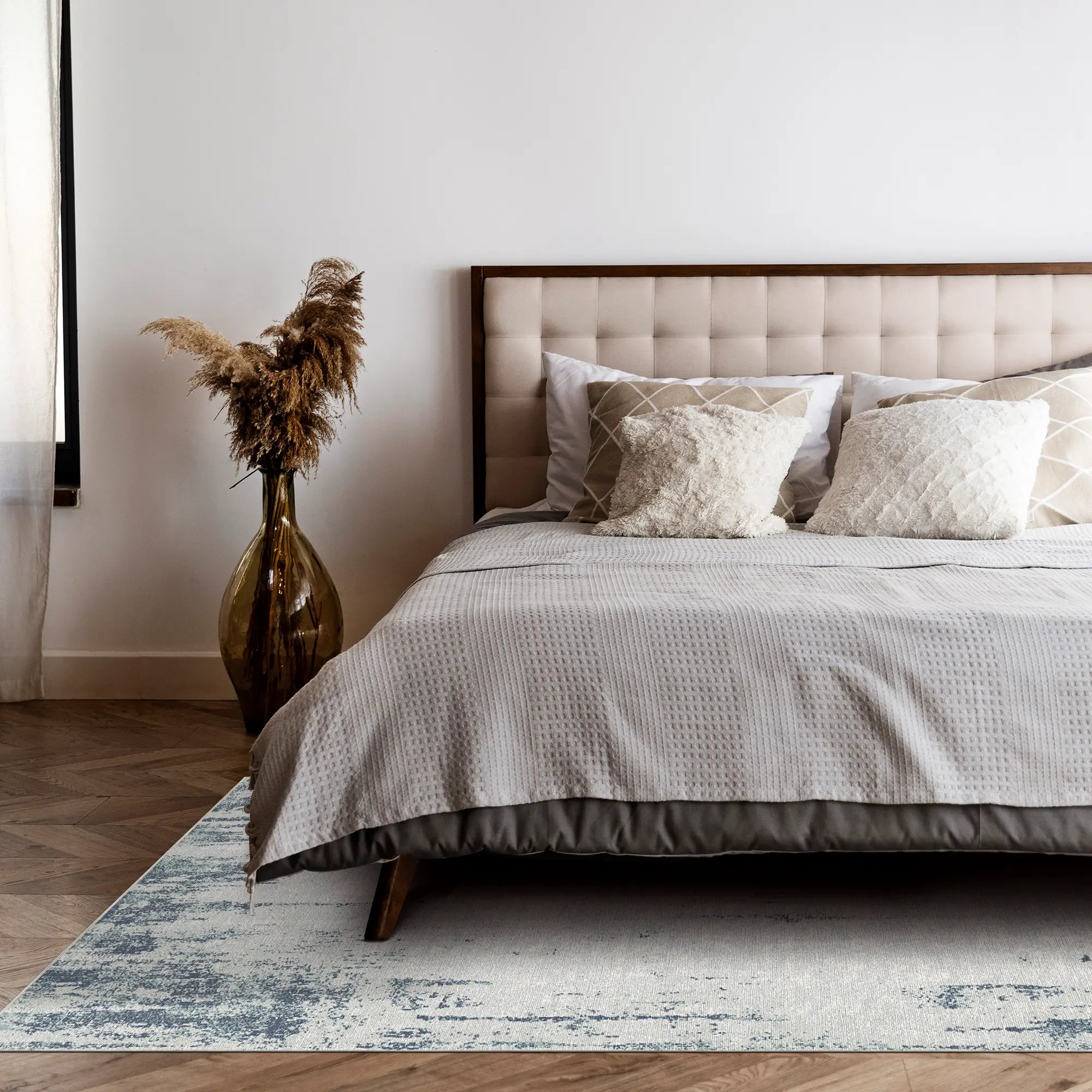 Slate Blue Drift Distressed Industrial Rug