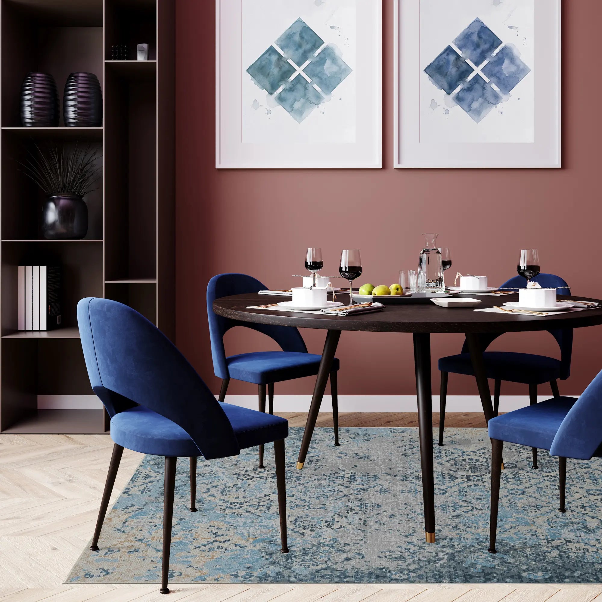 Cerulean Relic Lattice Rug