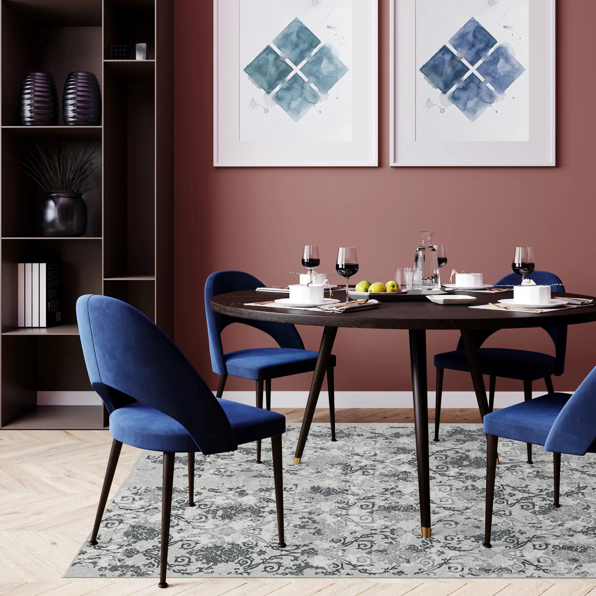 Slate Relic Eroded Damask Gray Rug