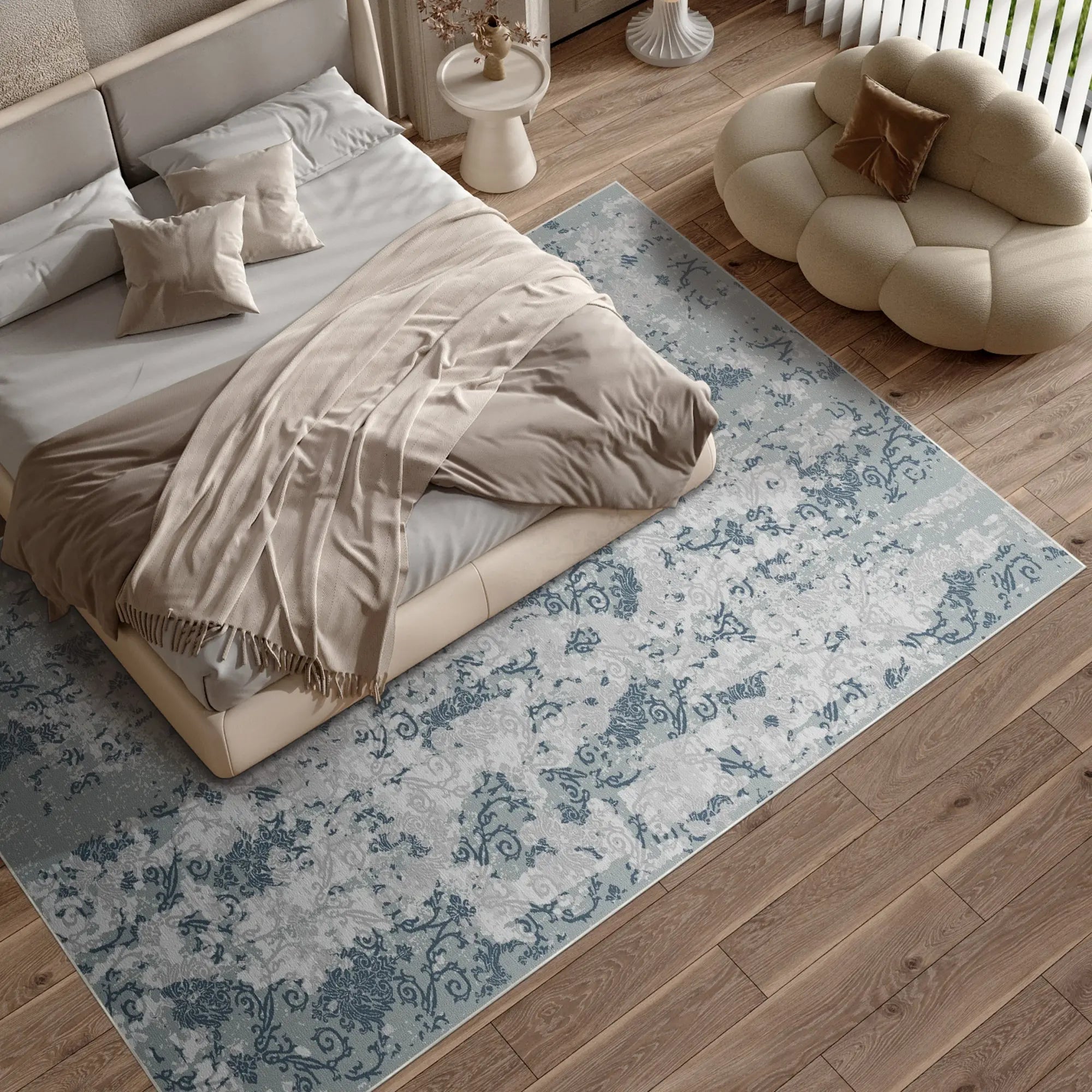 Oceanic Relic Eroded Damask Rug