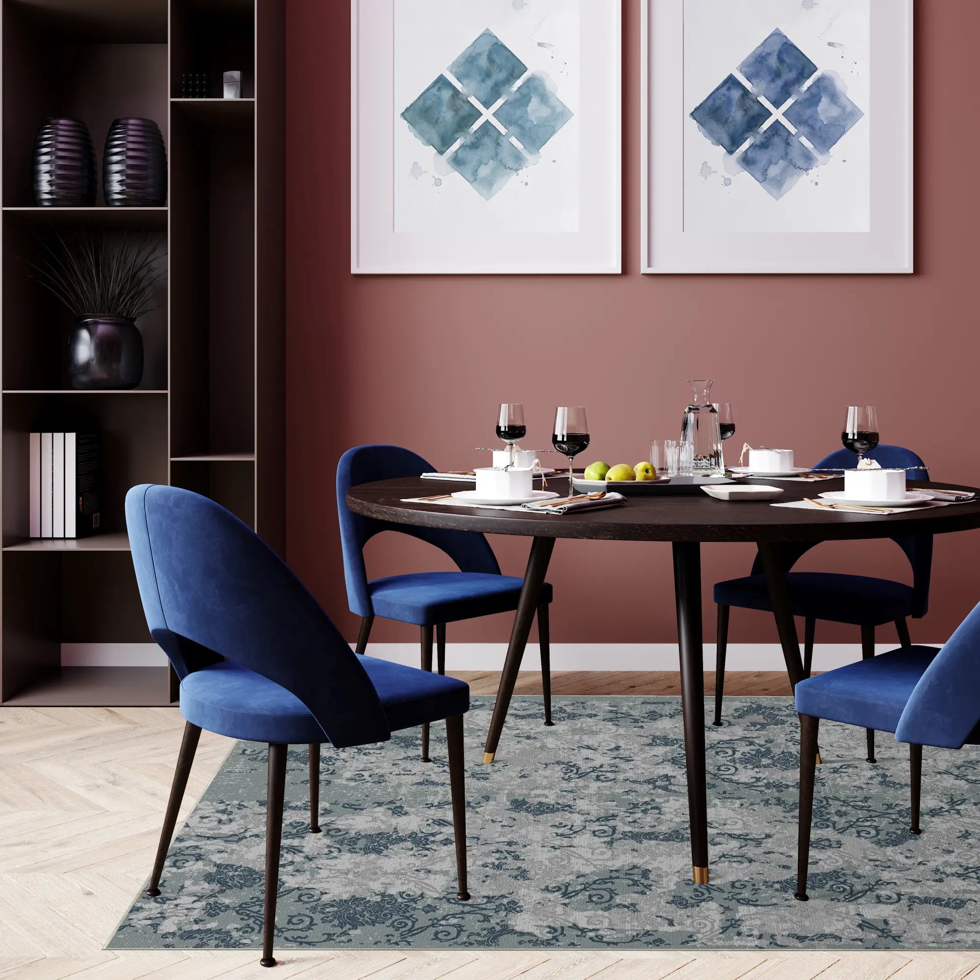 Oceanic Relic Eroded Damask Rug
