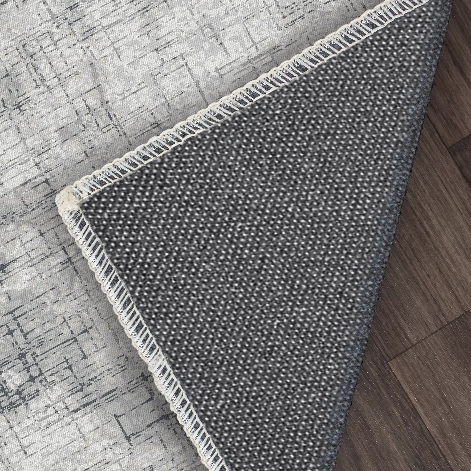 Slate Crosshatch Abstract Gray Rug