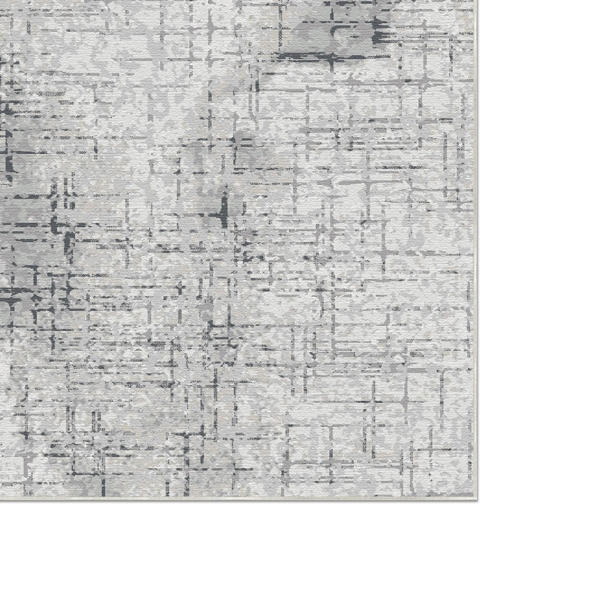 Slate Crosshatch Abstract Gray Rug