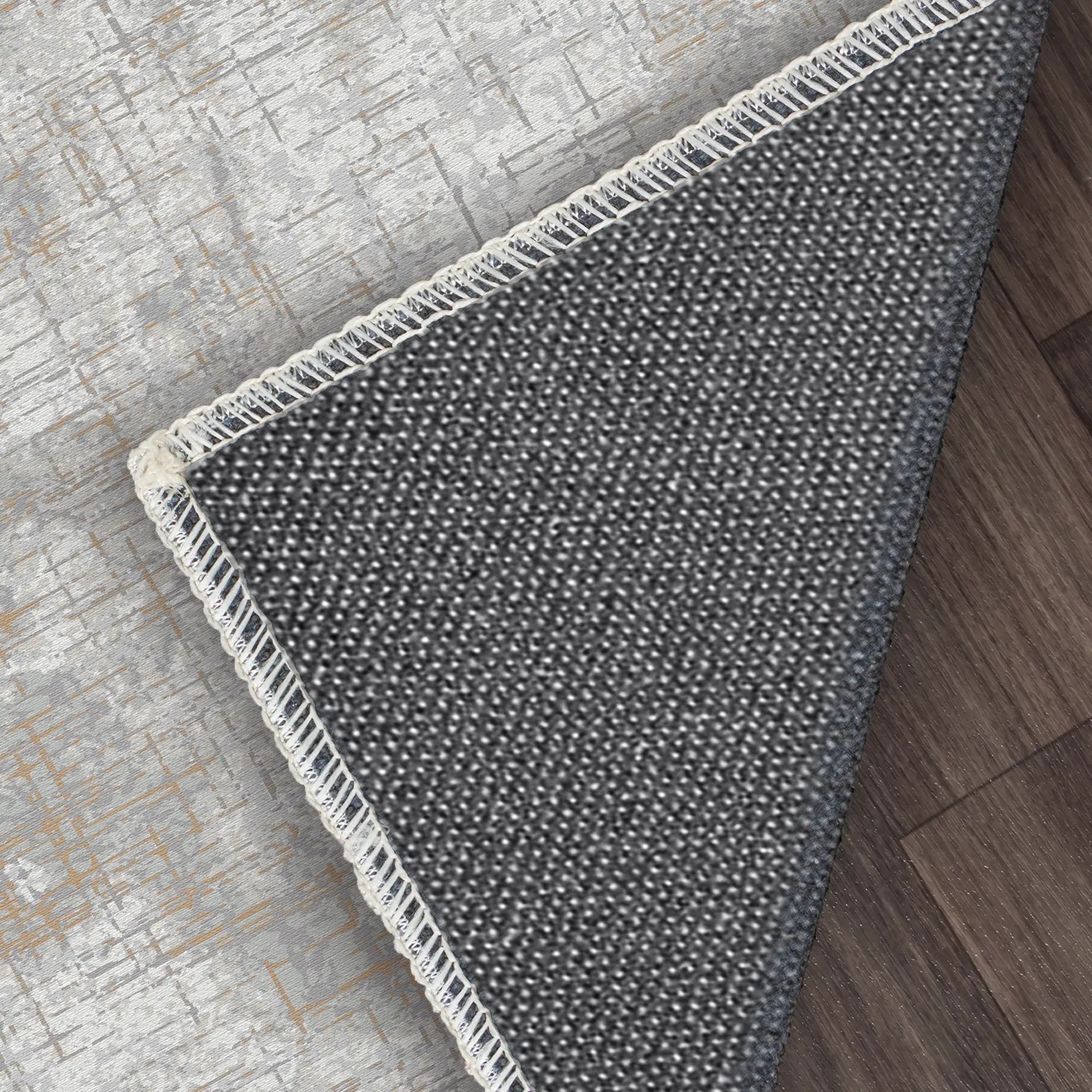 Gilded Crosshatch Abstract Rug