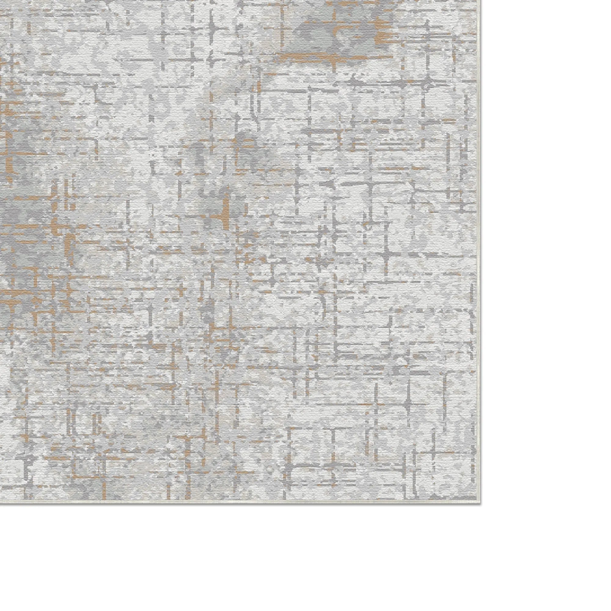 Gilded Crosshatch Abstract Rug