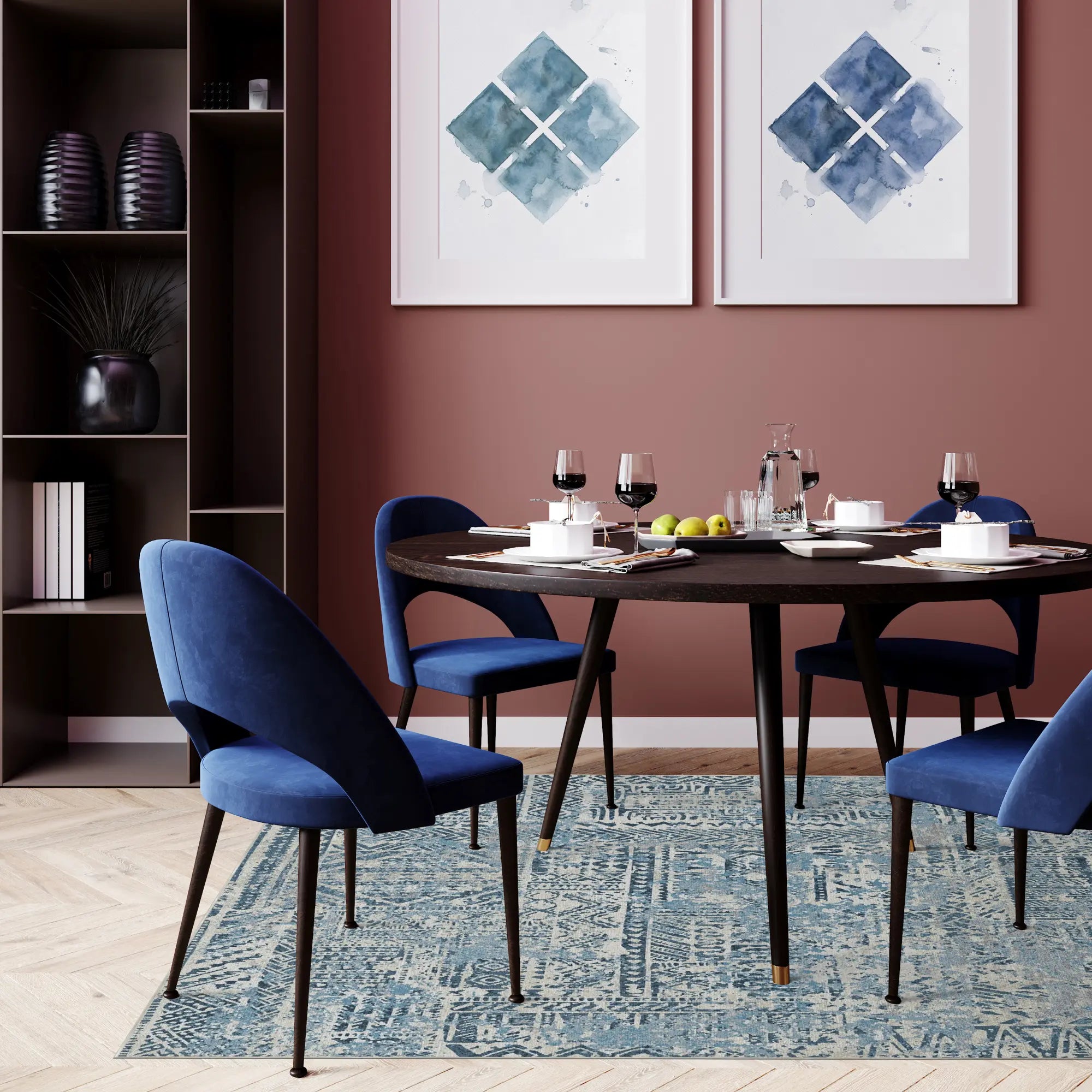Indigo Mosaic Tribal Rug
