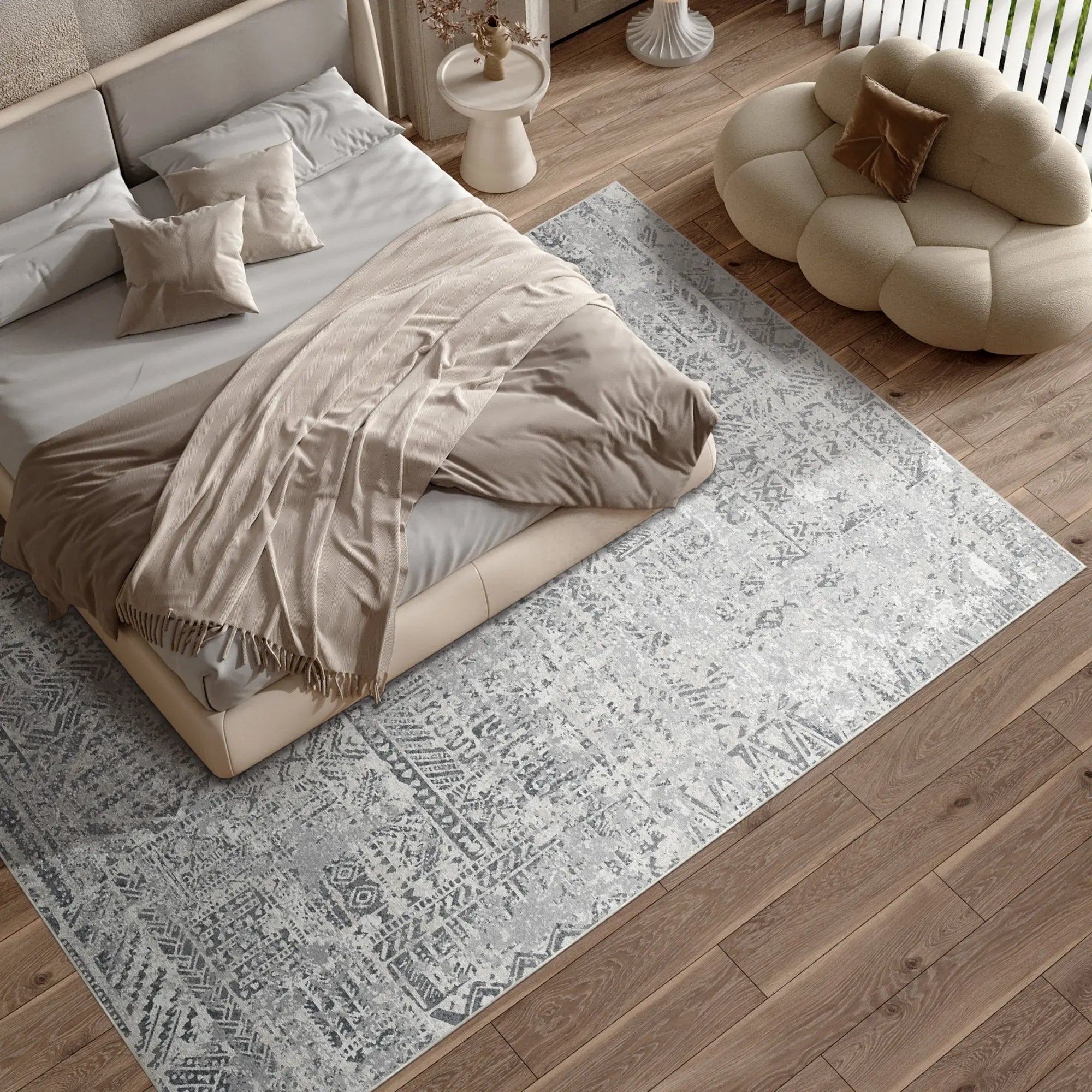 Argent Mosaic Tribal Gray Rug