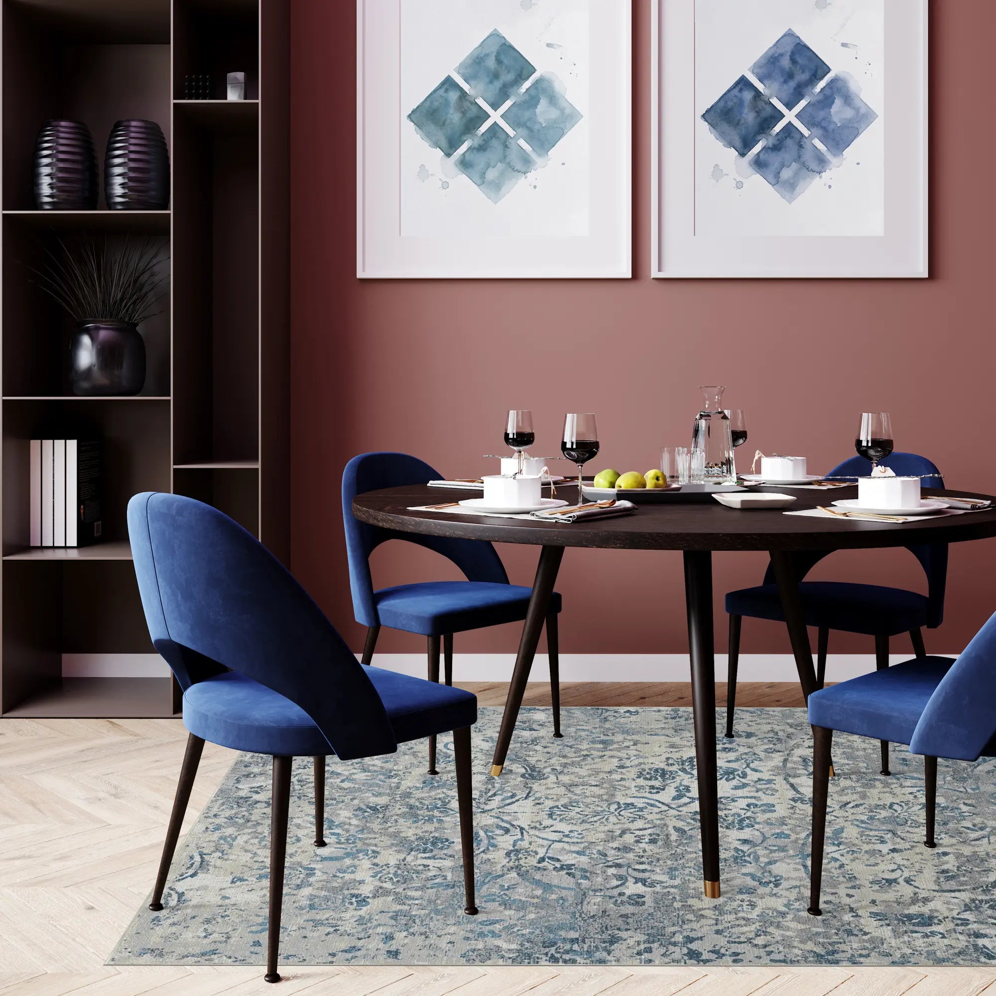 Cerulean Petal Spectral Gray Rug