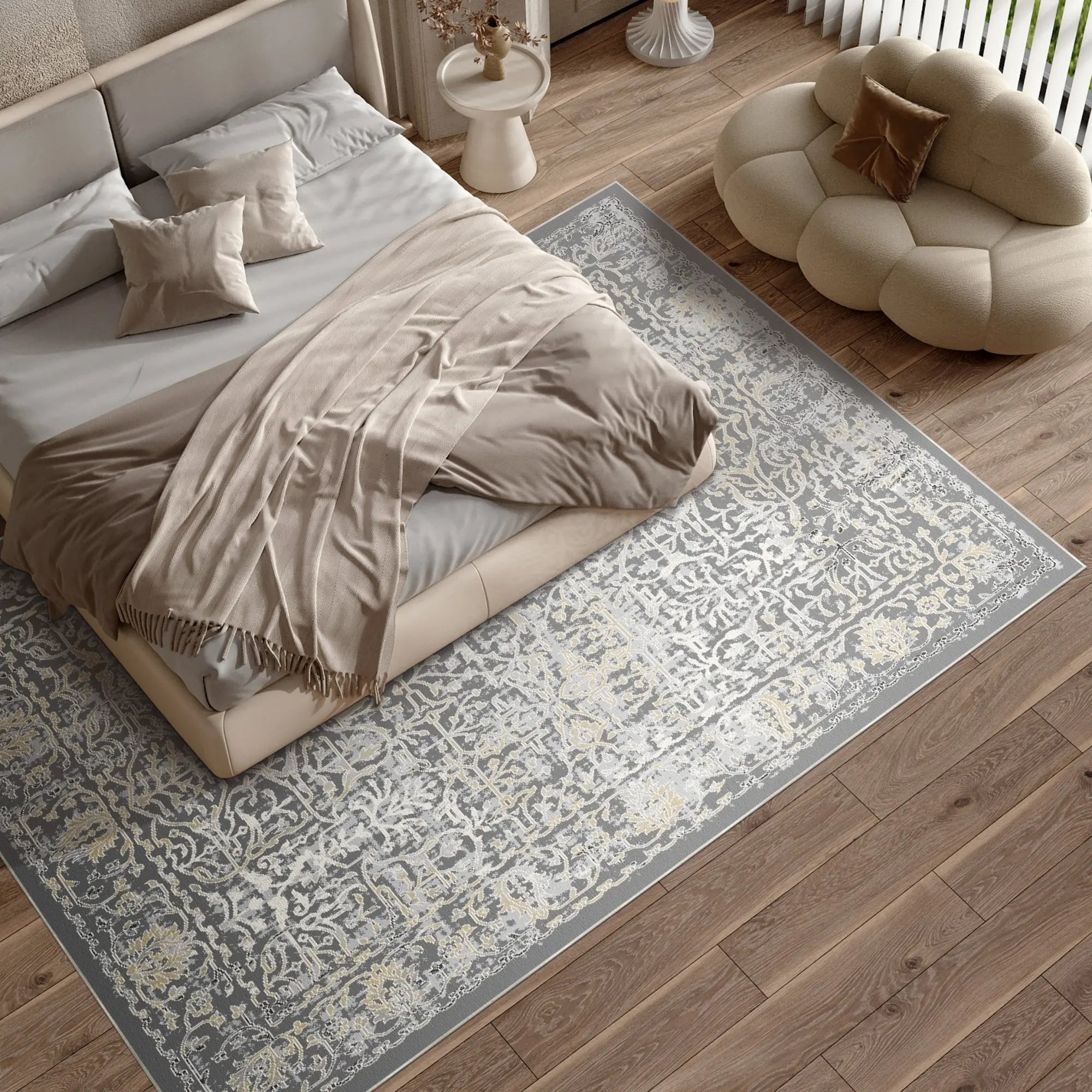 Obsidian Scroll Gray Rug